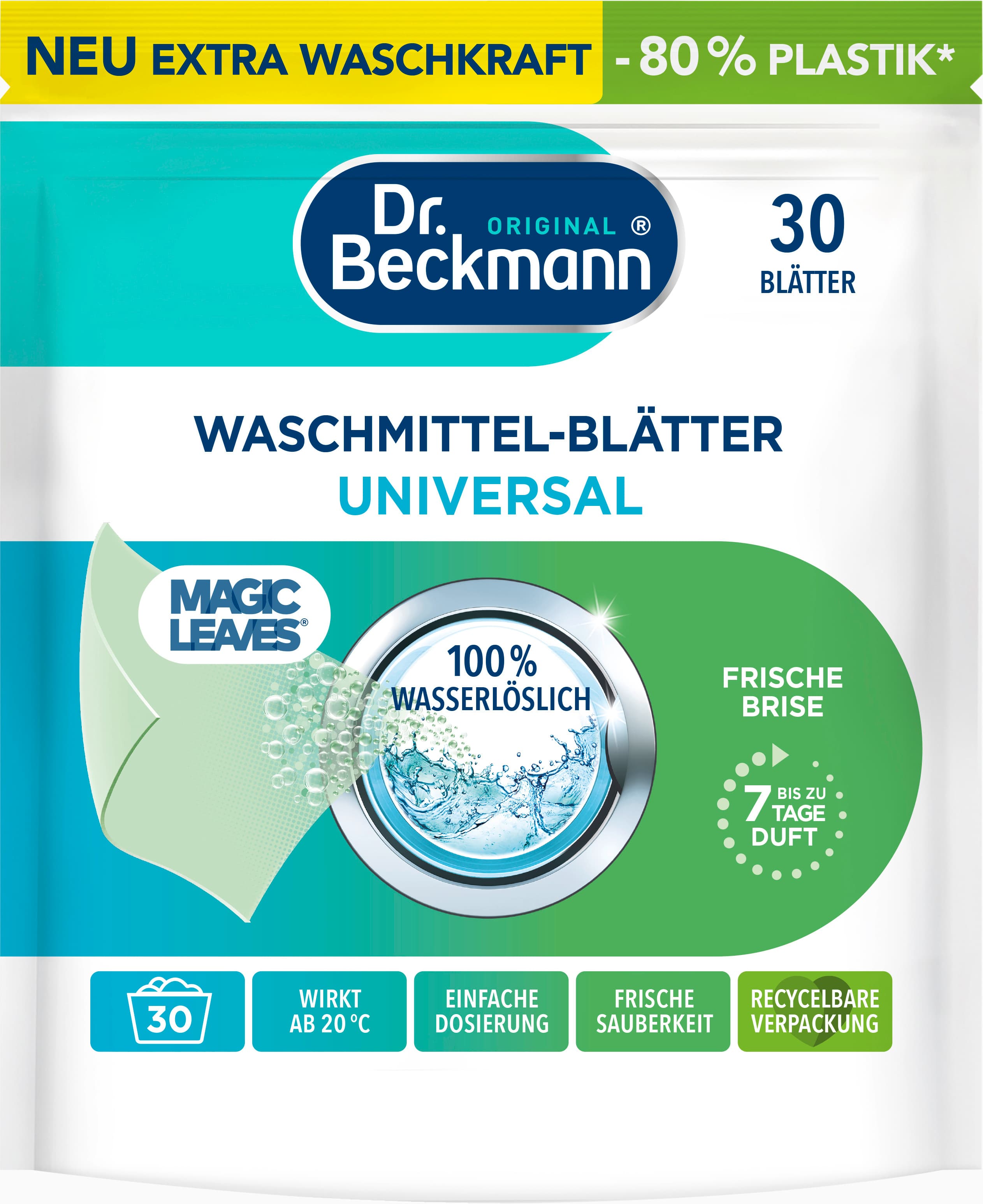 Dr. Beckmann Waschmittelblätter Universal Frische Brise 30St