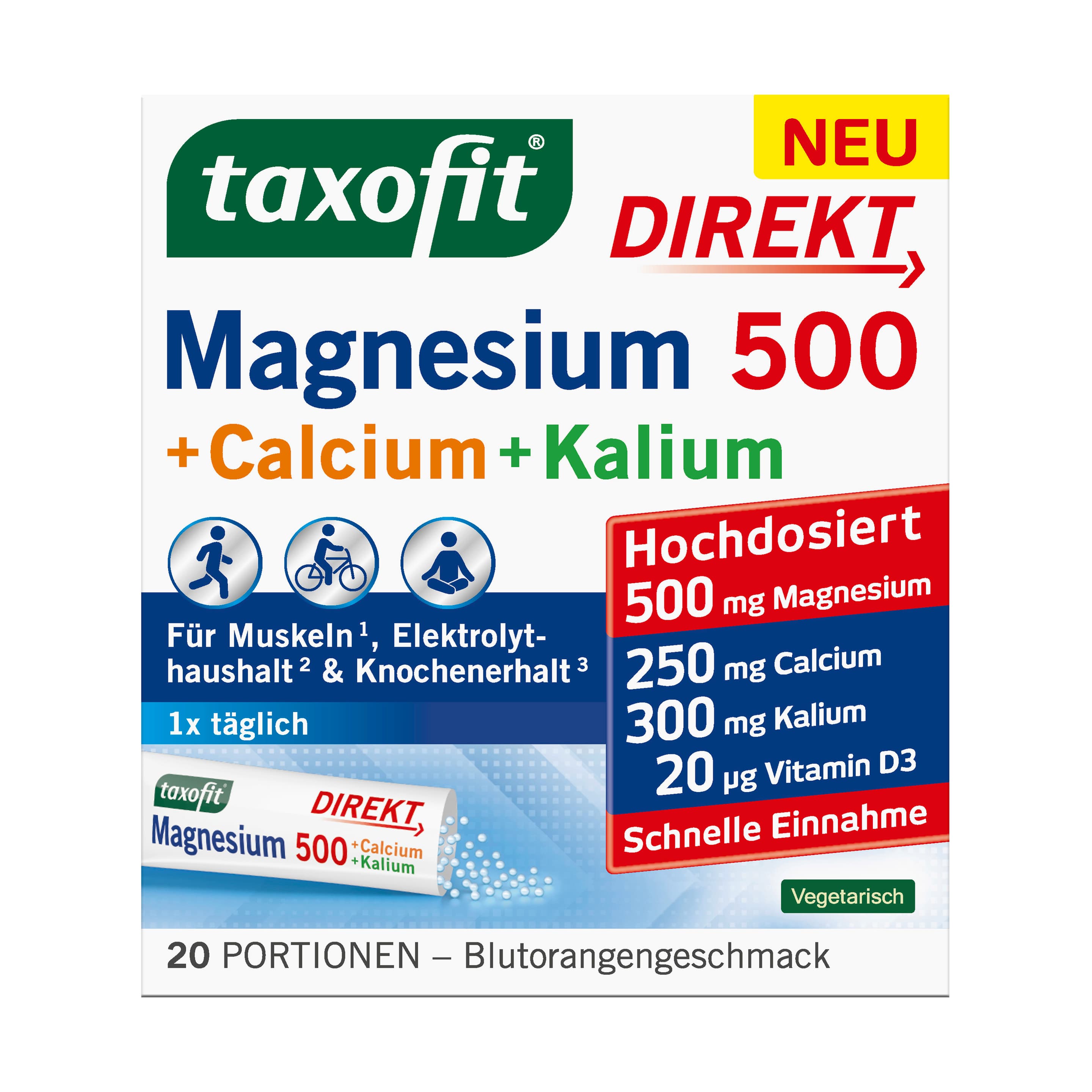 taxofit direkt Magnesium 500 + Calcium + Kalium