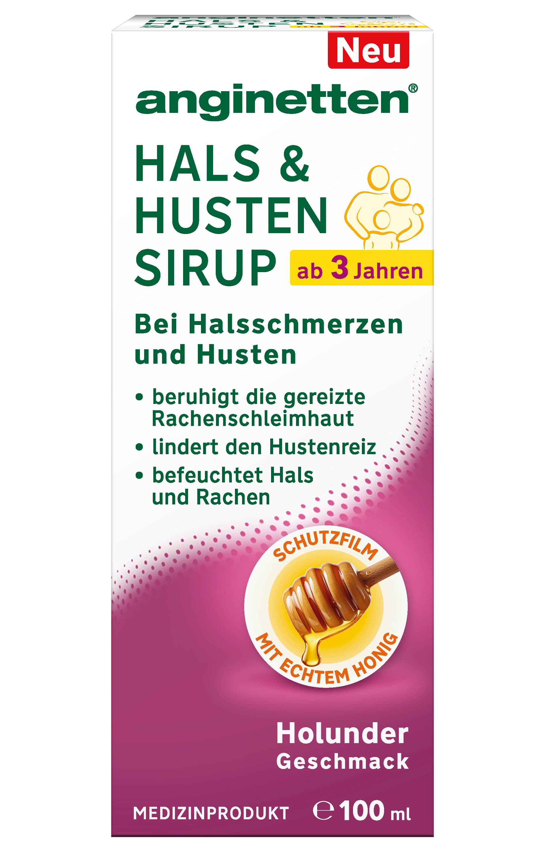 ANGINETTEN Hals & Husten Sirup Holunder Geschmack