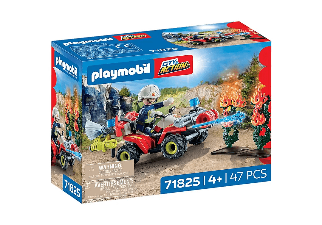 PLAYMOBIL 71825 ACTION HEROES Quad de bomberos apagando un incendio en un seto