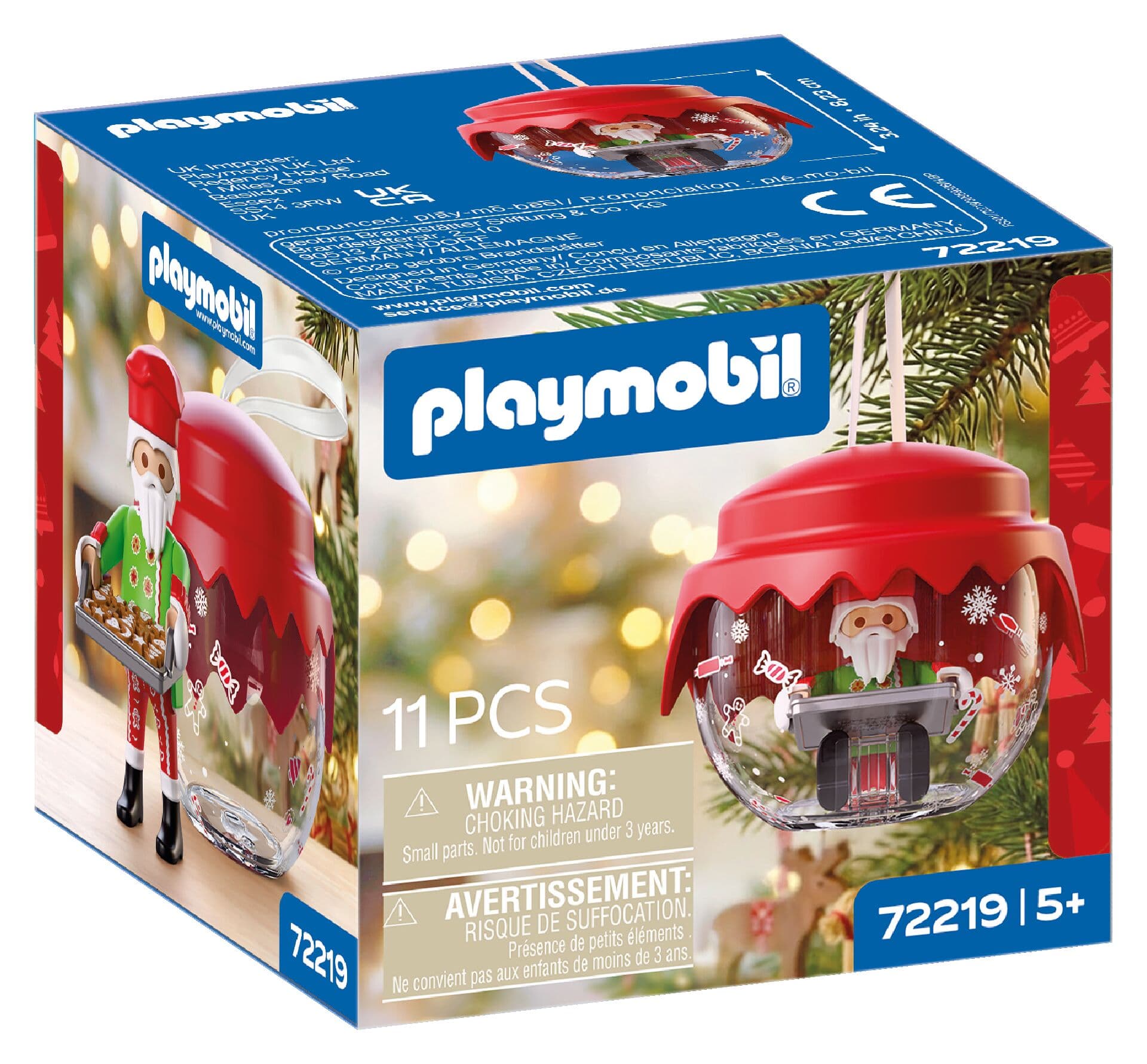 PLAYMOBIL 72219 Weihnachtskugel Bäcker mit Weihnachtsmann und Plätzchen-Zubehör