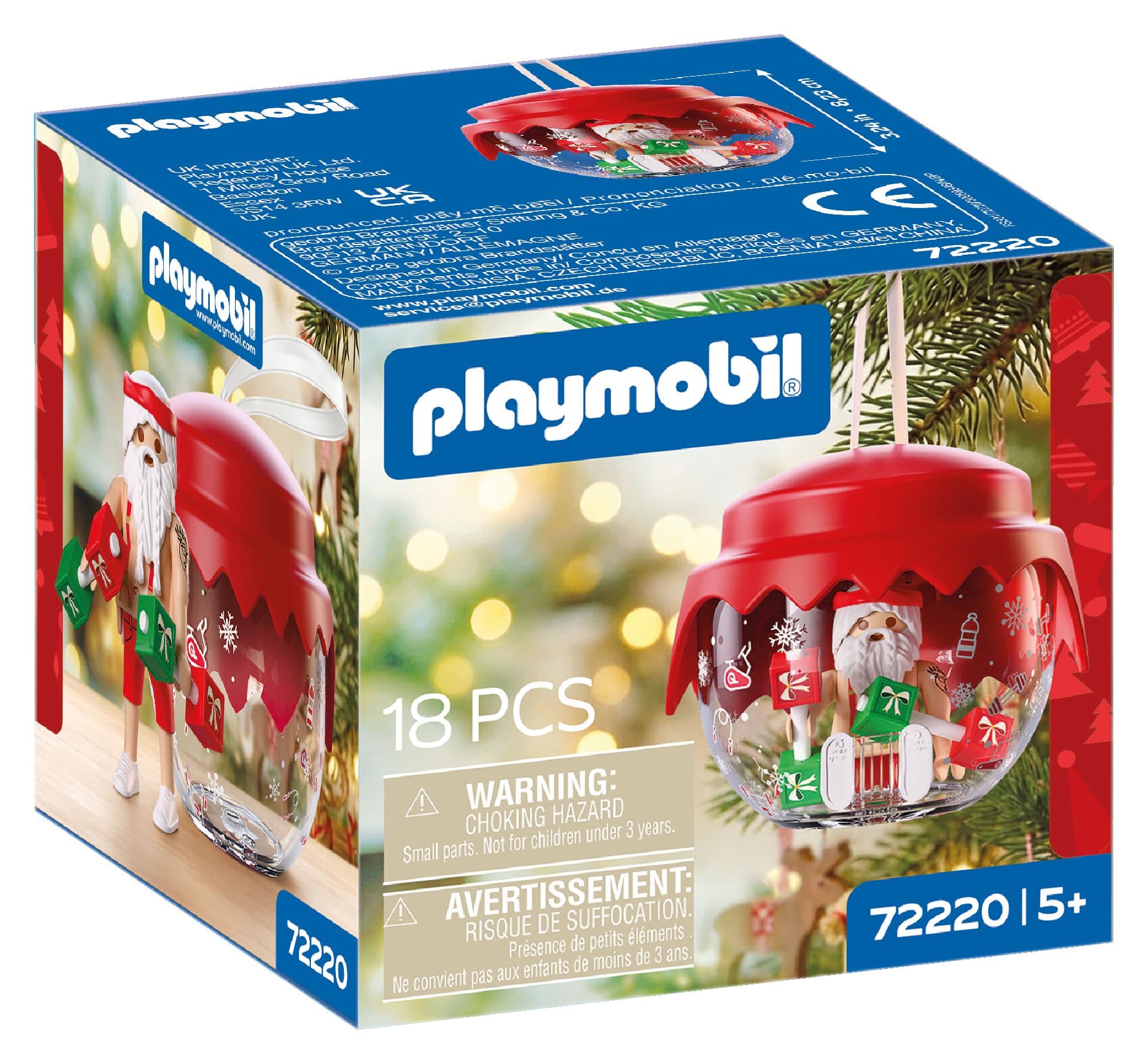 PLAYMOBIL 72220 Weihnachtskugel Kraftsportler mit Weihnachtsmann und Hanteln