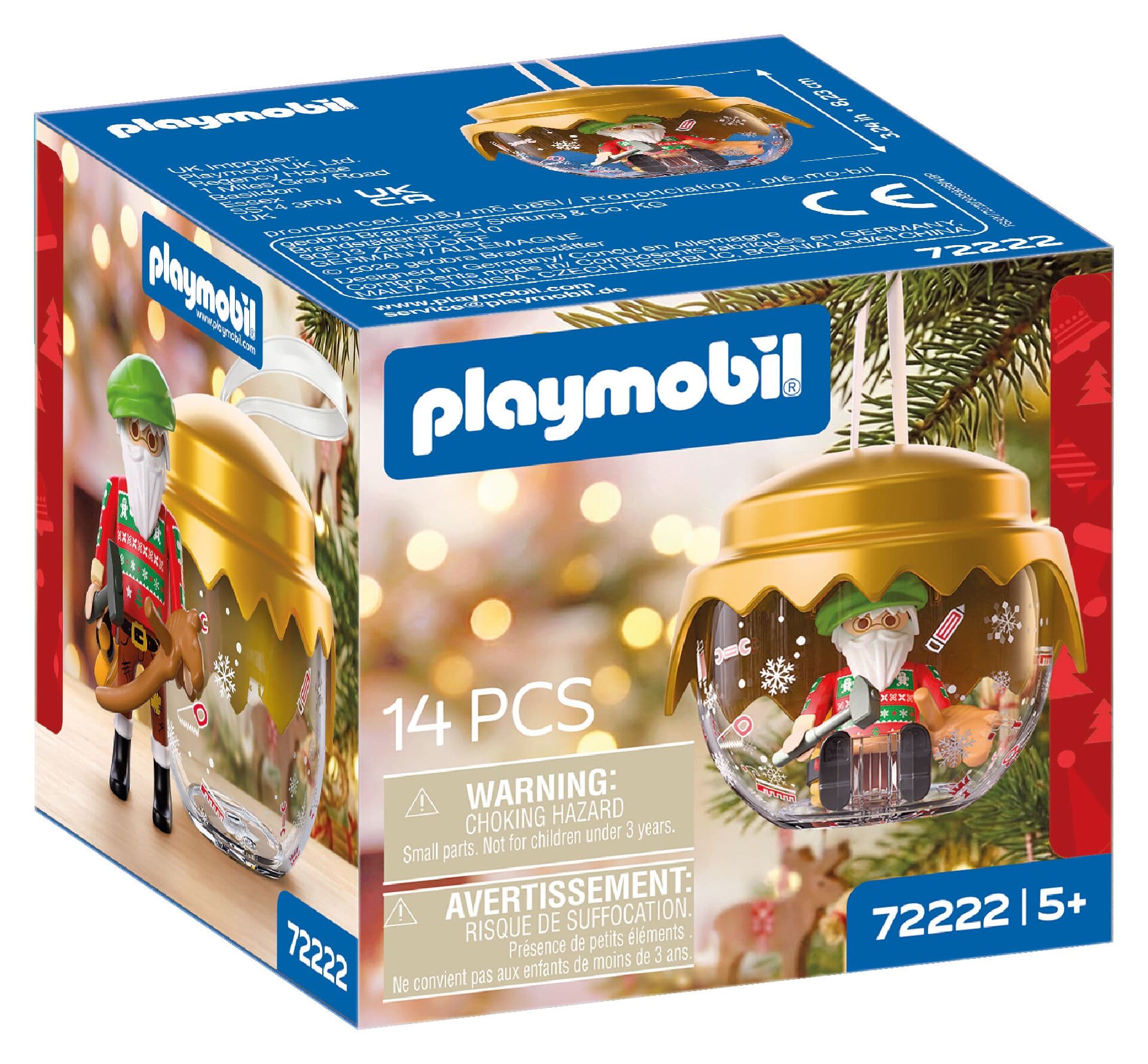PLAYMOBIL 72222 Weihnachtskugel Spielzeugentwickler mit Weihnachtsmann und Schaukelpferd