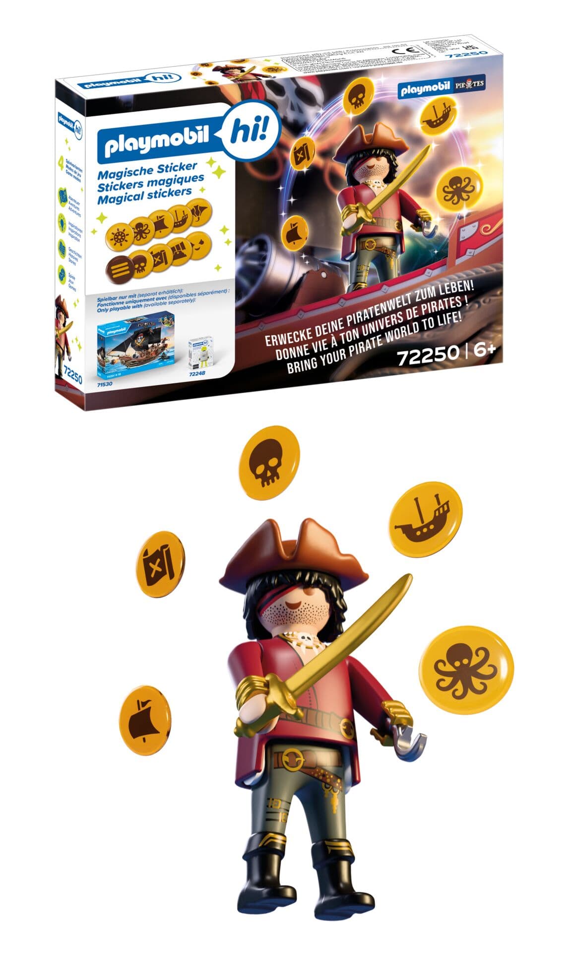 PLAYMOBIL hi! 72250 Magische Sticker Piraten mit NFC-Stickern und Figur