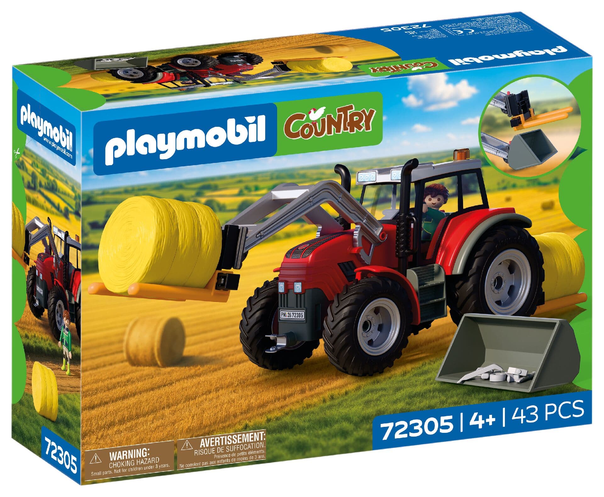 PLAYMOBIL 72305 - Country - Großer Traktor mit Heuballen