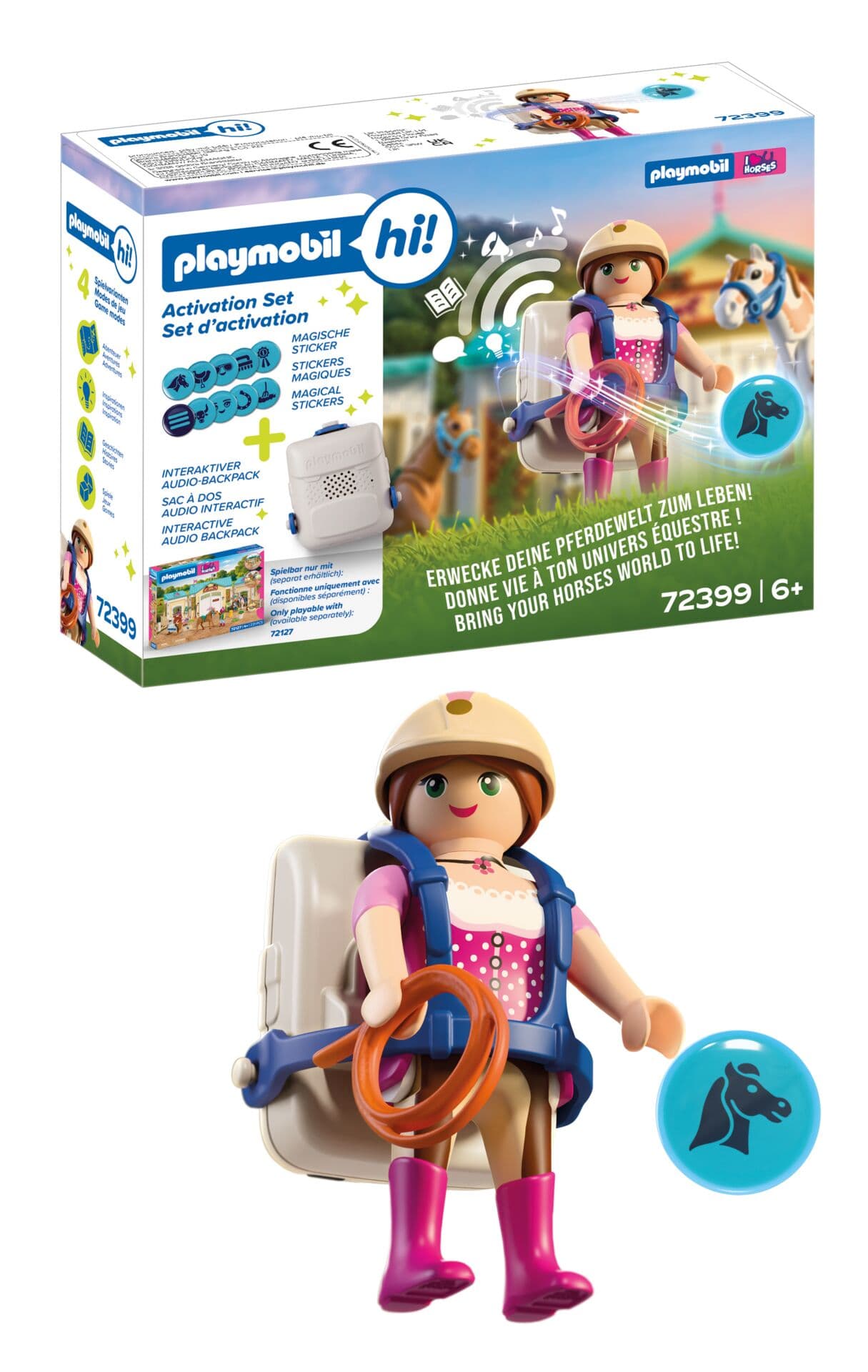 PLAYMOBIL hi! 72399 Activation Set Reiterhof mit Backpack und NFC-Stickern