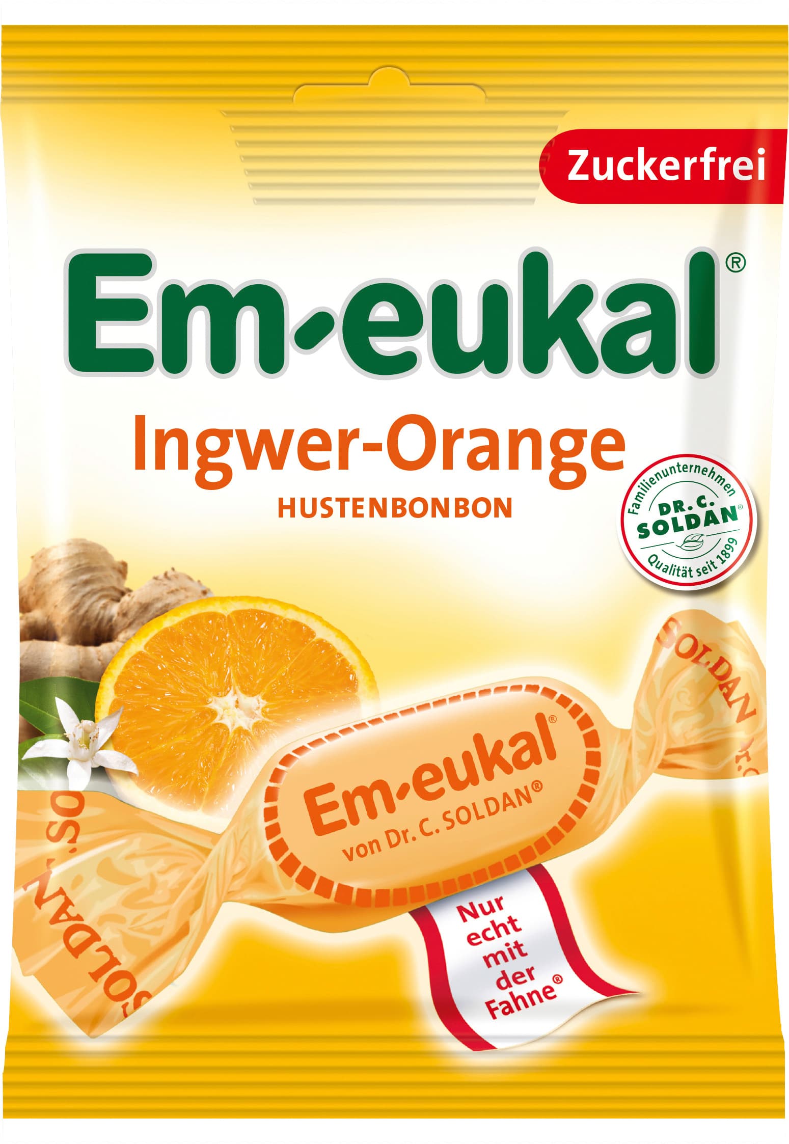 Em-eukal Ingwer-Orange zuckerfrei Hustenbonbon
