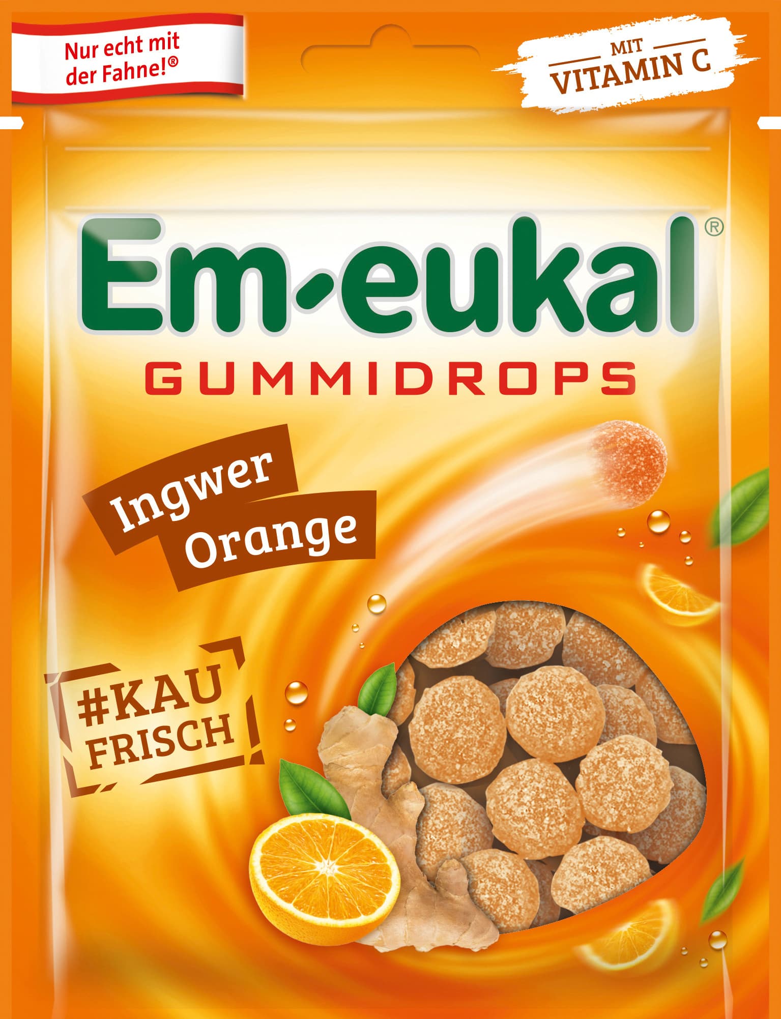 Em-eukal Gummidrops Ingwer-Orange zuckerhaltig
