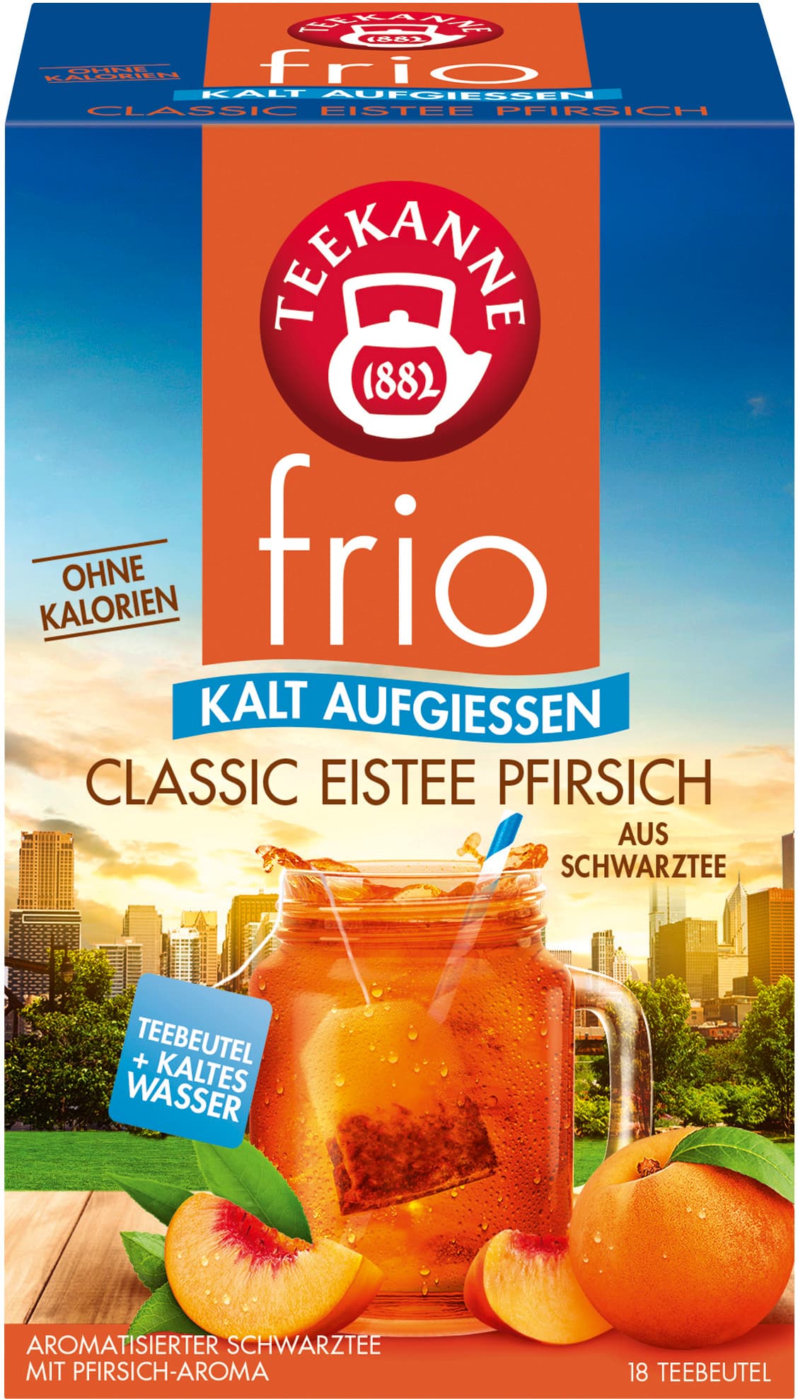 Teekanne Schwarztee frio Eistee Pfirsich