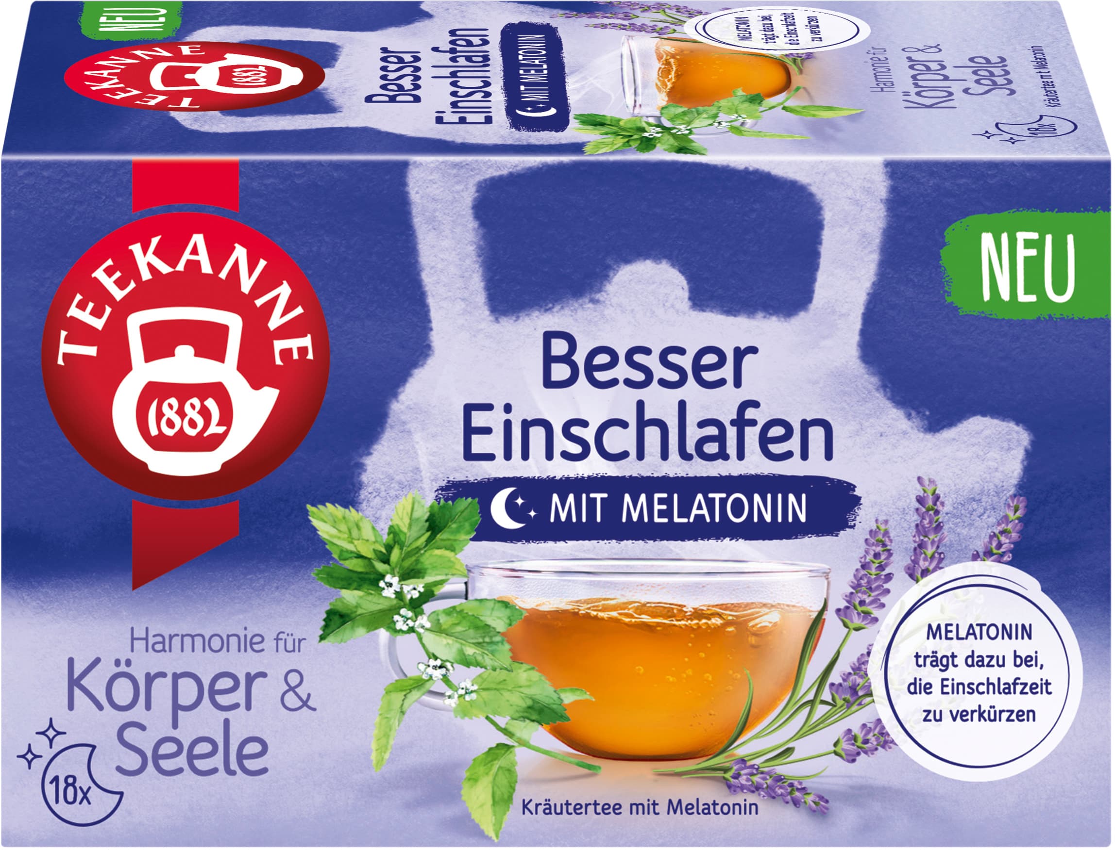 Teekanne Besser Einschlafen mit Melatonin