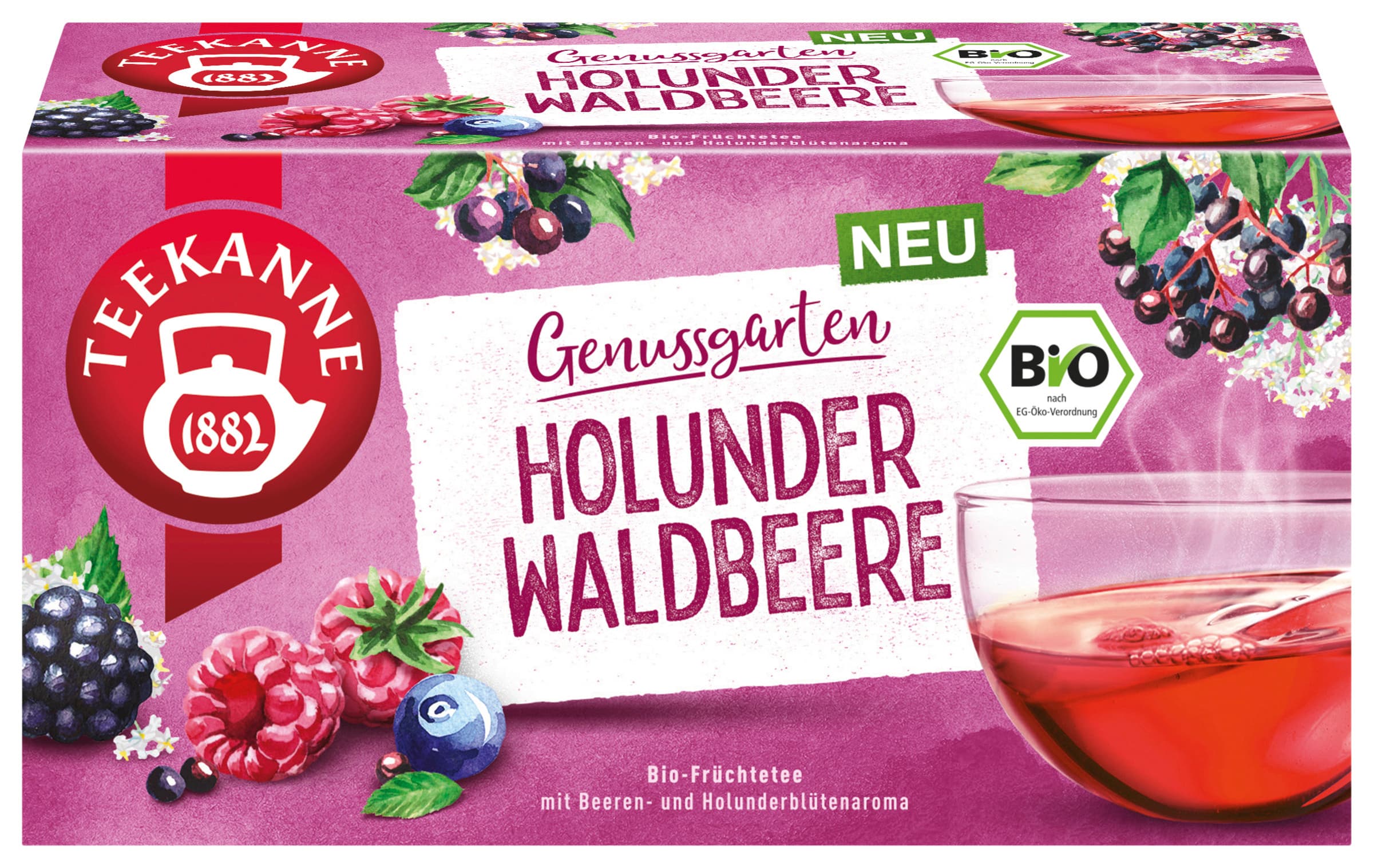 Teekanne Bio-Früchtetee Genussgarten Holunder Waldbeere