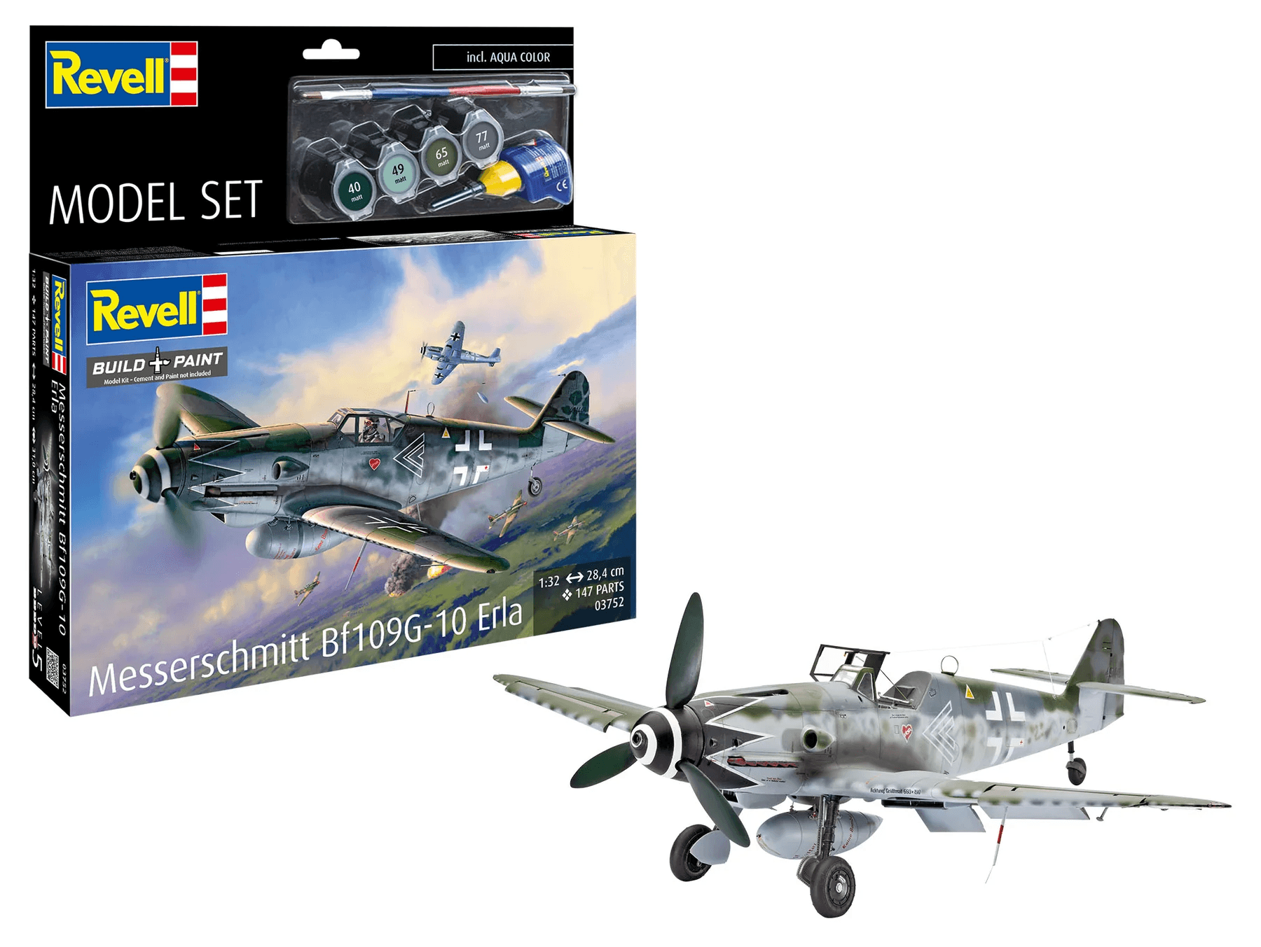Revell 63752 Model Set Messerschmitt Bf 109 G-10 Erla 1:32, 147 Teile