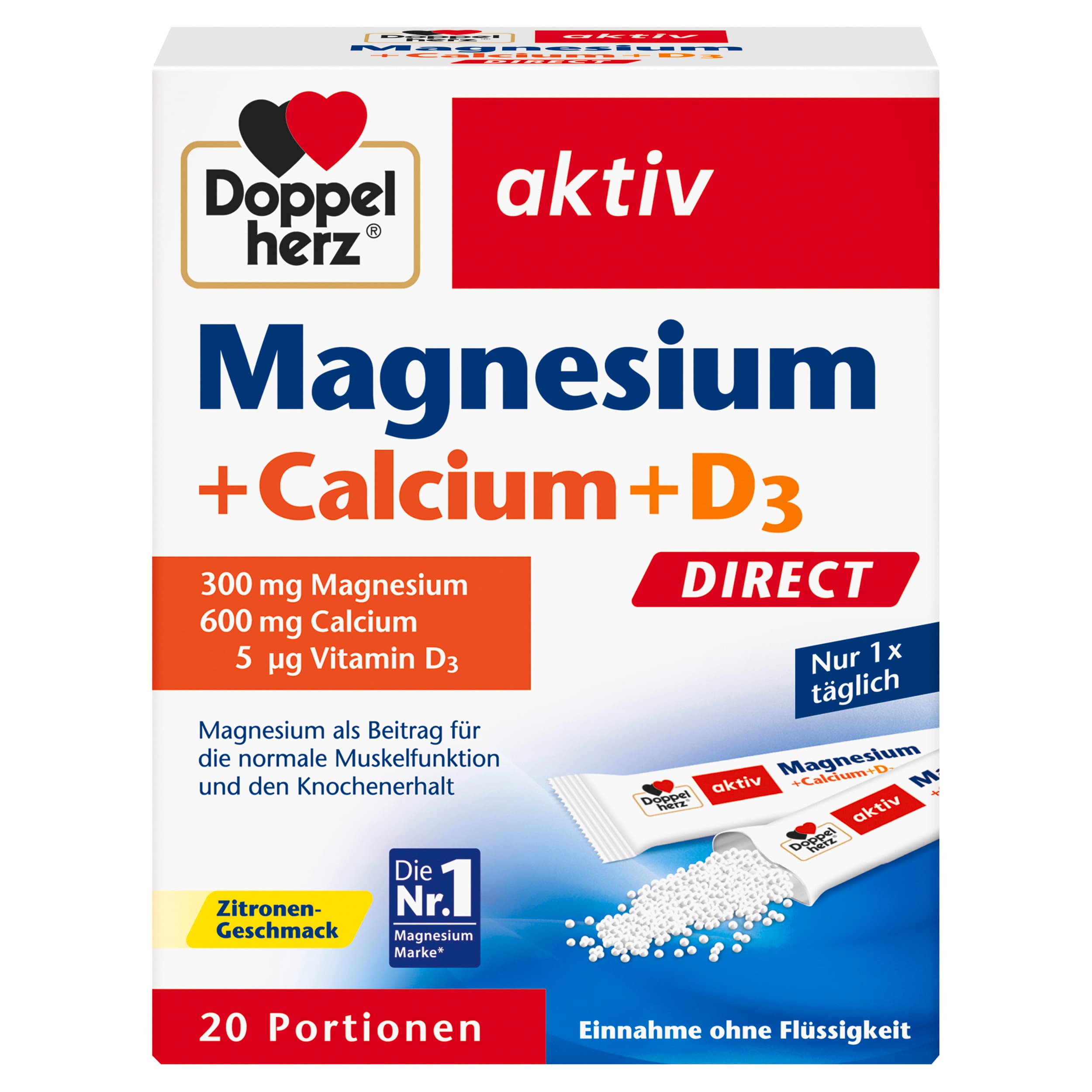 Doppelherz Magnesium + Calcium + D3 Direct 20 Portionen