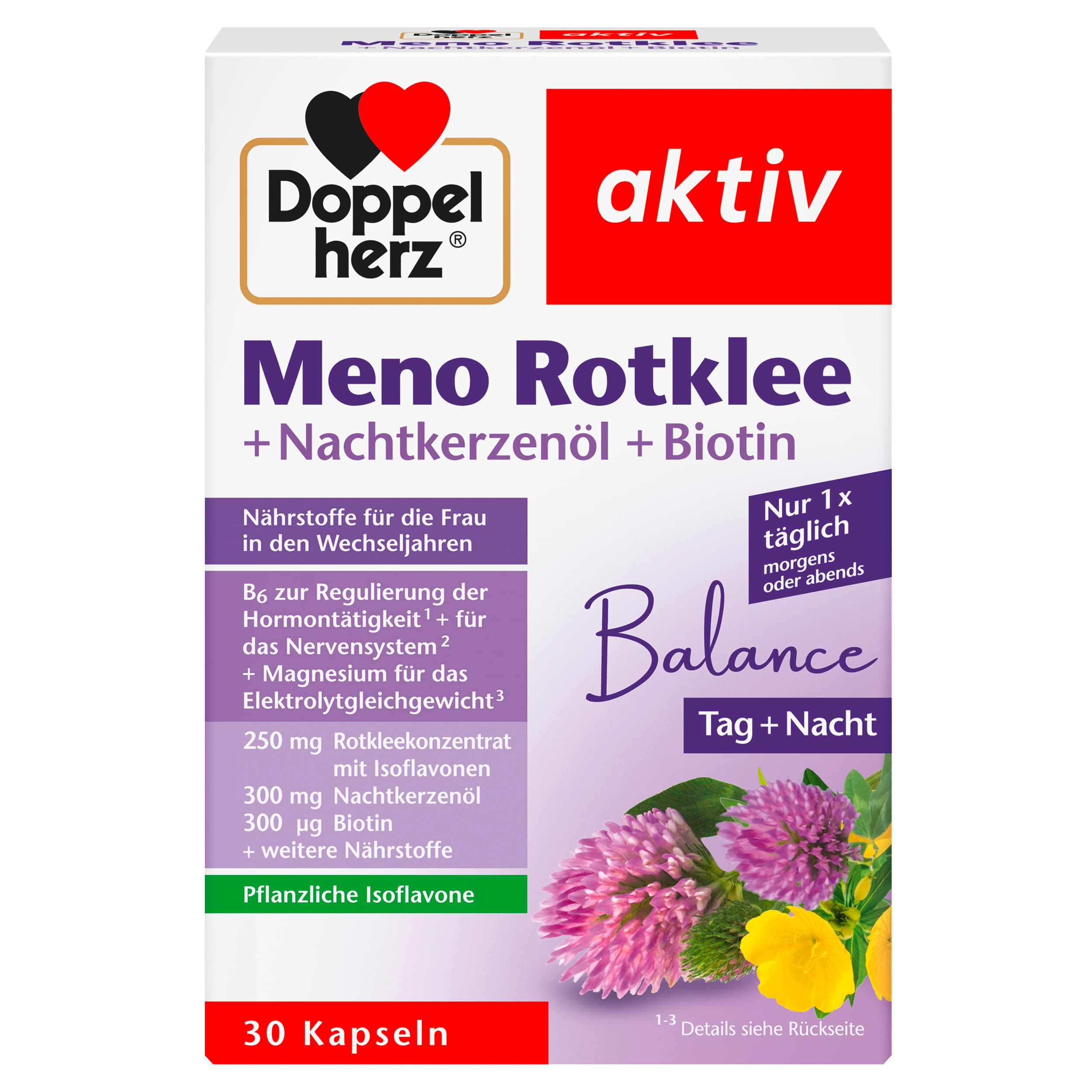 Doppelherz Meno Rotklee + Nachtkerzenöl + Biotin 30 Kapseln