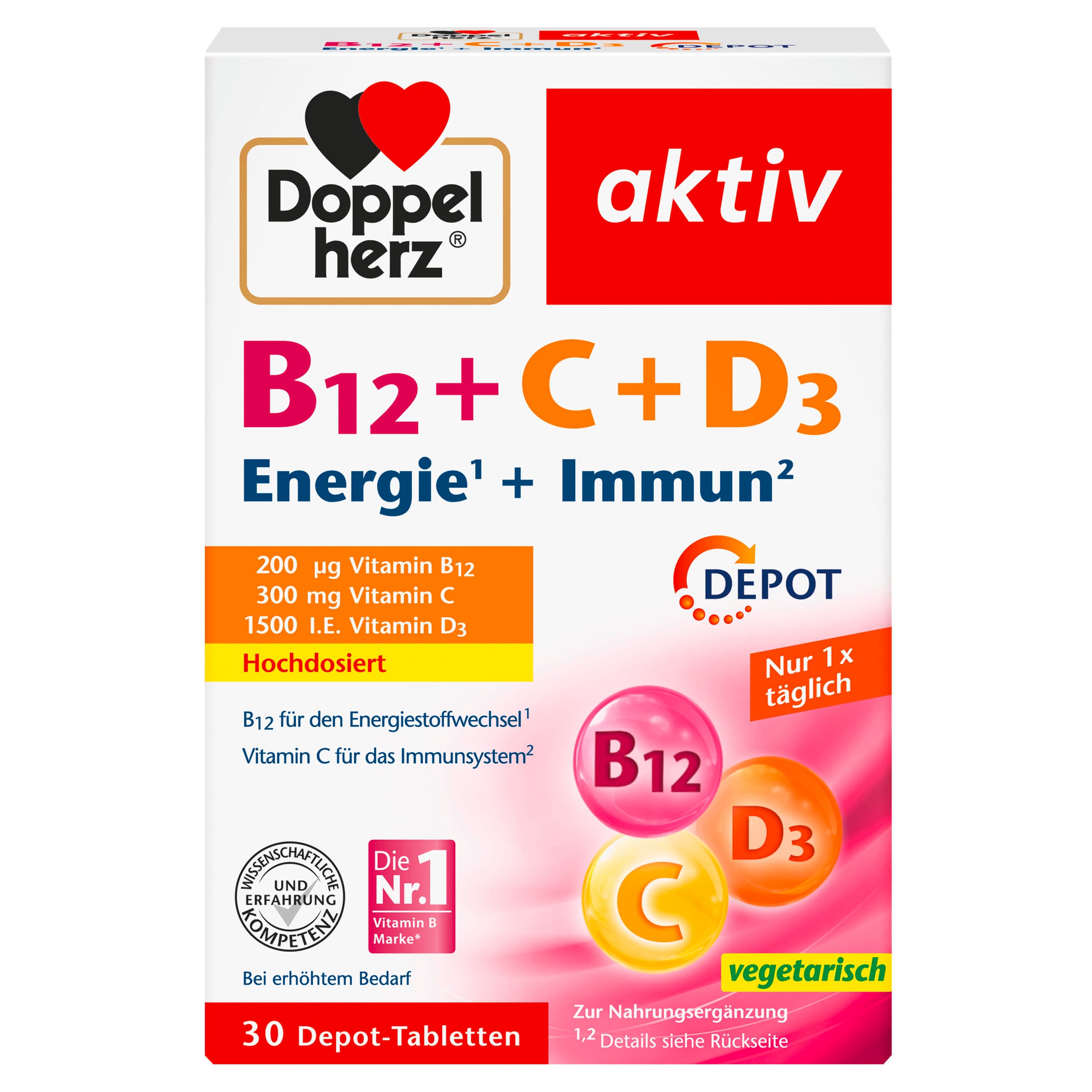 Doppelherz B12 + C + D3 Energie + Immun Depot