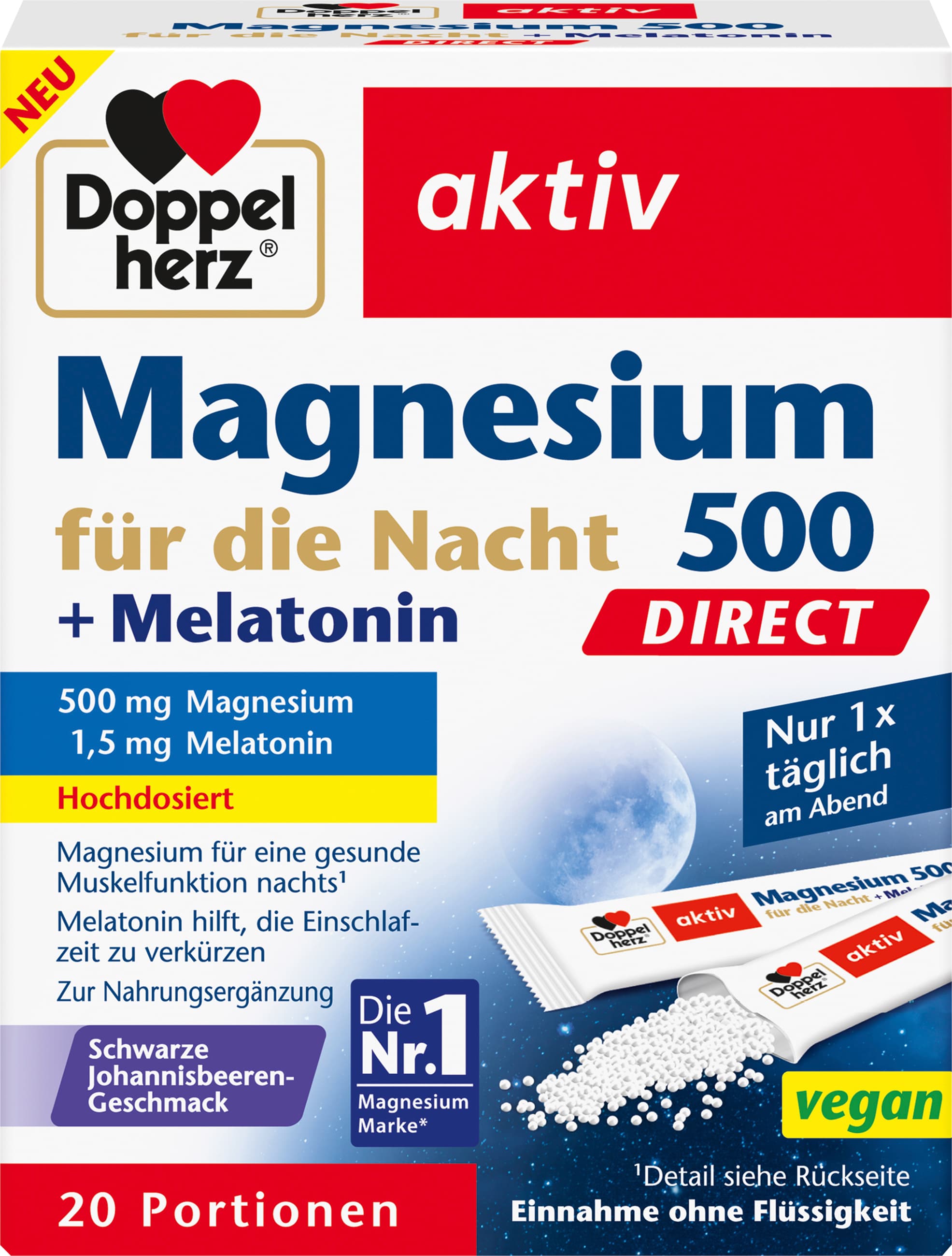 Doppelherz Magnesium 500 DIRECT Nacht + Melatonin