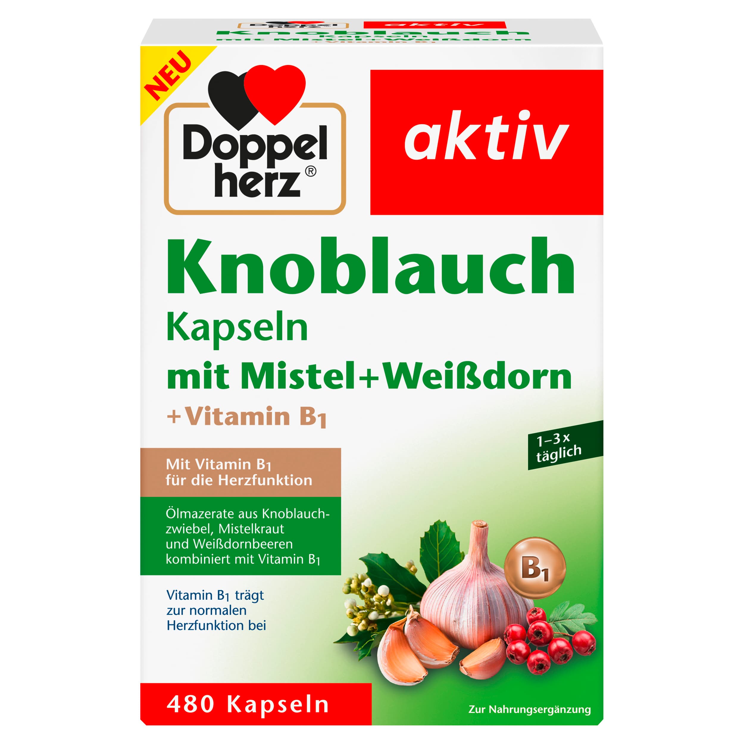 Doppelherz Knoblauch + Mistel + Weißdorn + Vitamin B1