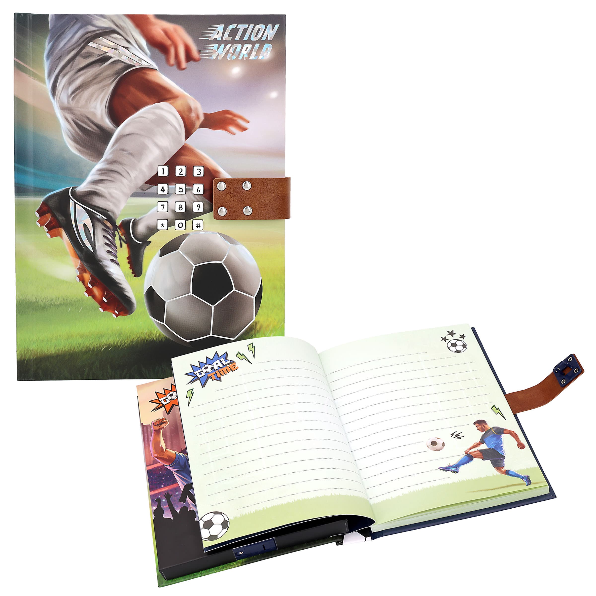 Action World Tagebuch mit Code und Sound Fussball