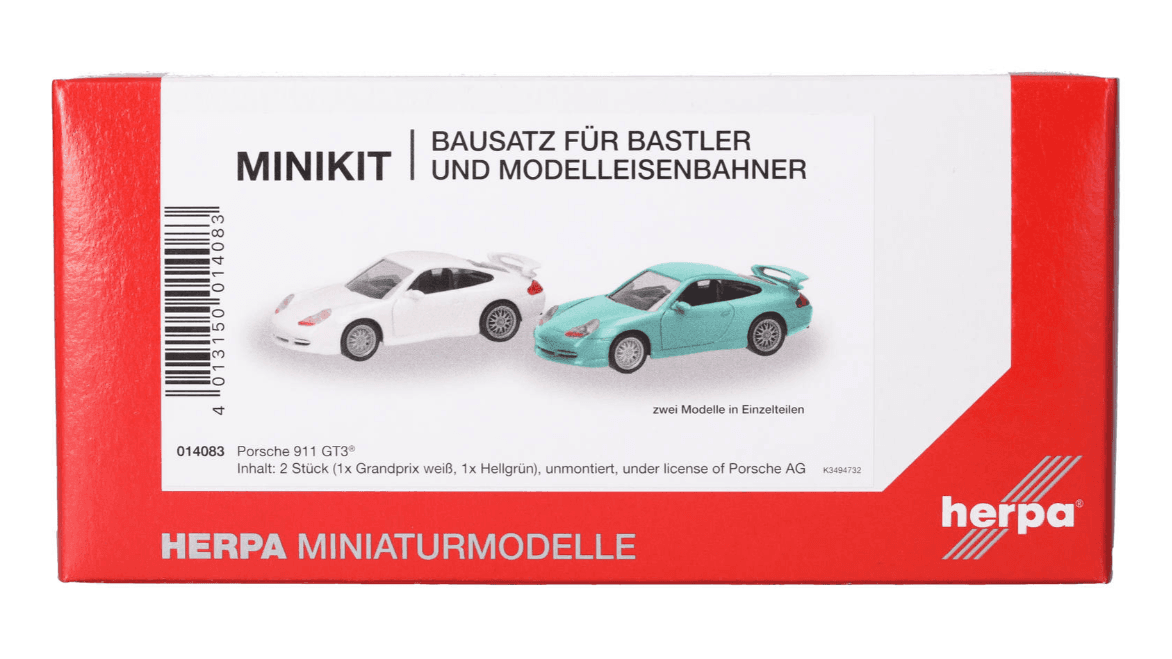 Herpa 014083 MiniKit Porsche 911 GT3 996 weiß und hellgrün 2 Stück 1:87