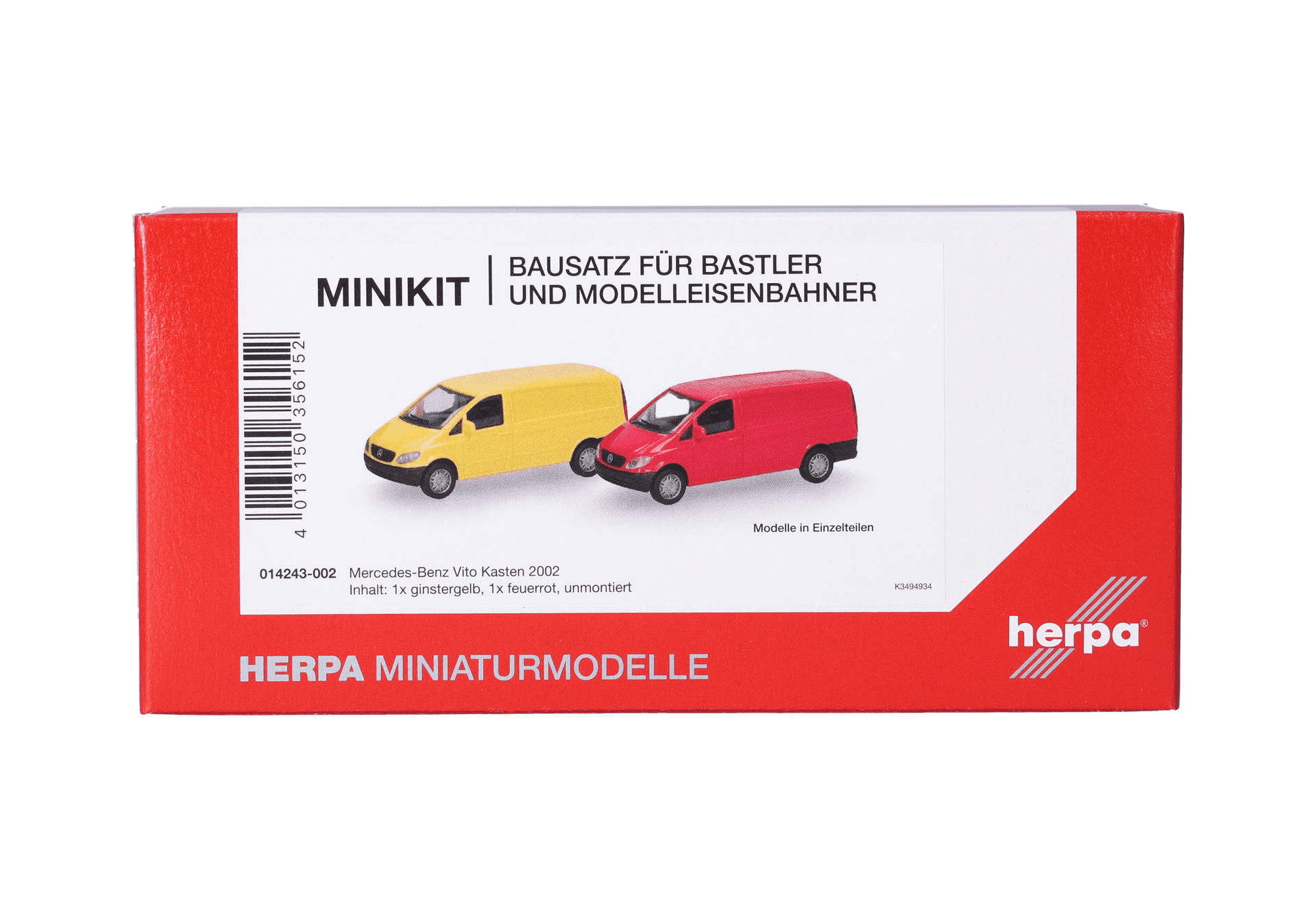 Herpa MiniKit Mercedes-Benz Vito Kasten 2002 gelb/rot 1:87