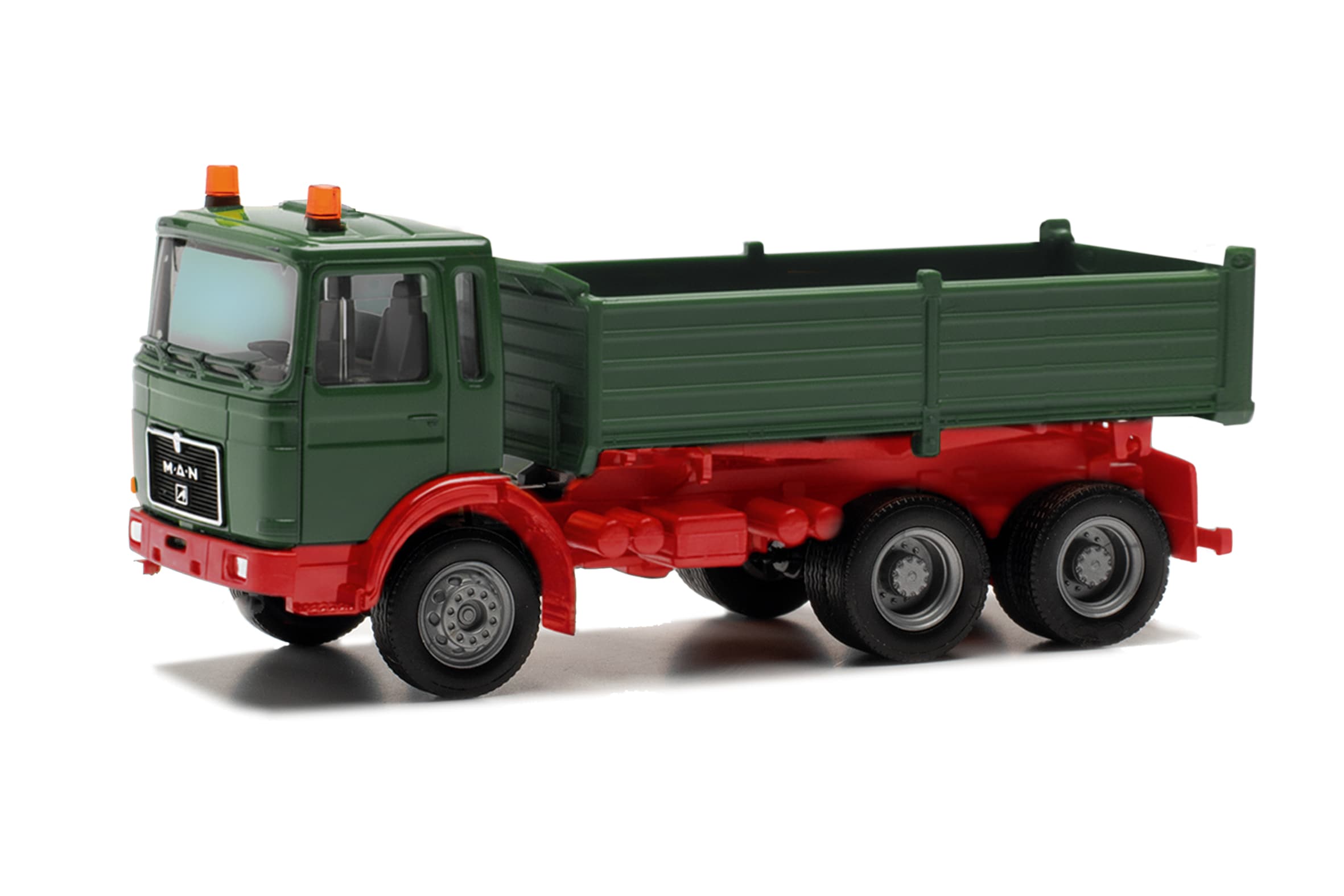 Herpa Basic MAN F8 Kipp-LKW 3-achs grün/rot 1:87