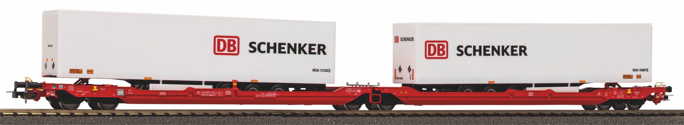PIKO 24626 H0 Taschenwagen T3000e mit 2 "DB Schenker" Trailern DB AG VI