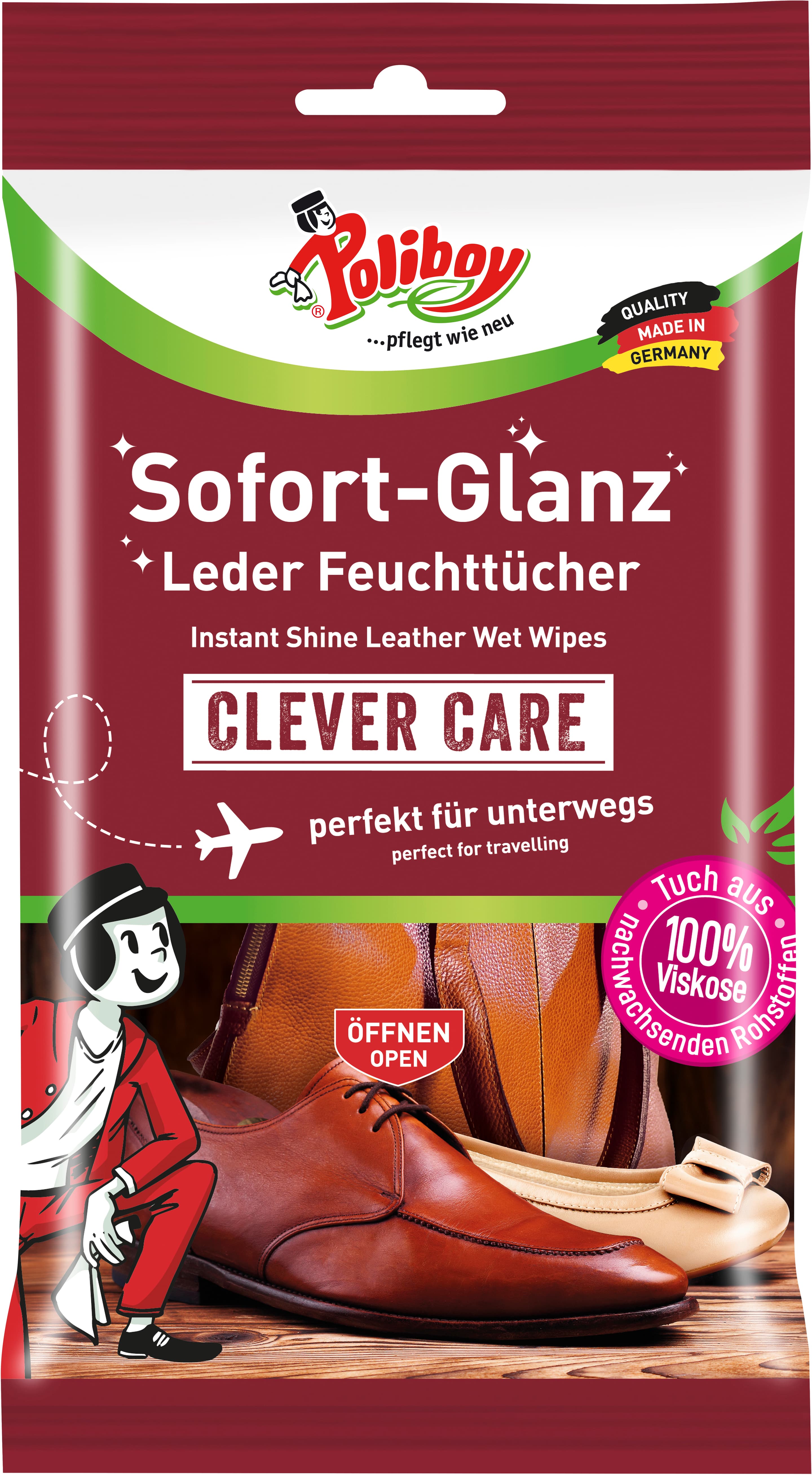 POLIBOY Sofort-Glanz Leder Feuchttücher