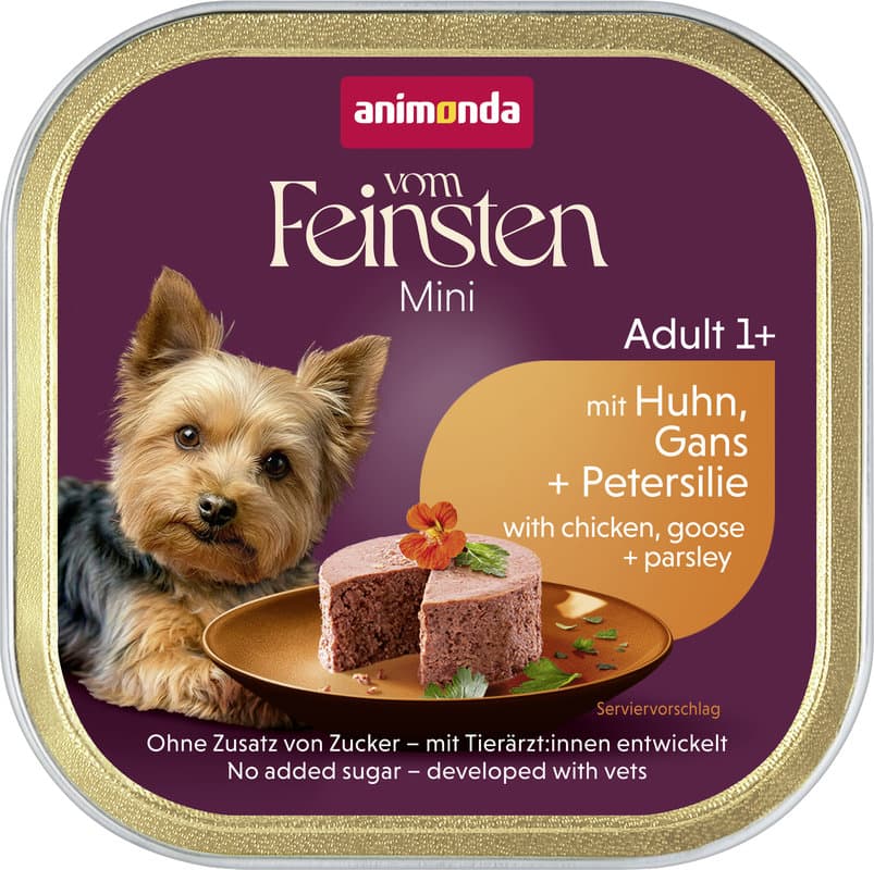 ANIMONDA Hundenassfutter vom Feinsten Mini Adult mit Huhn, Gans + Petersilie