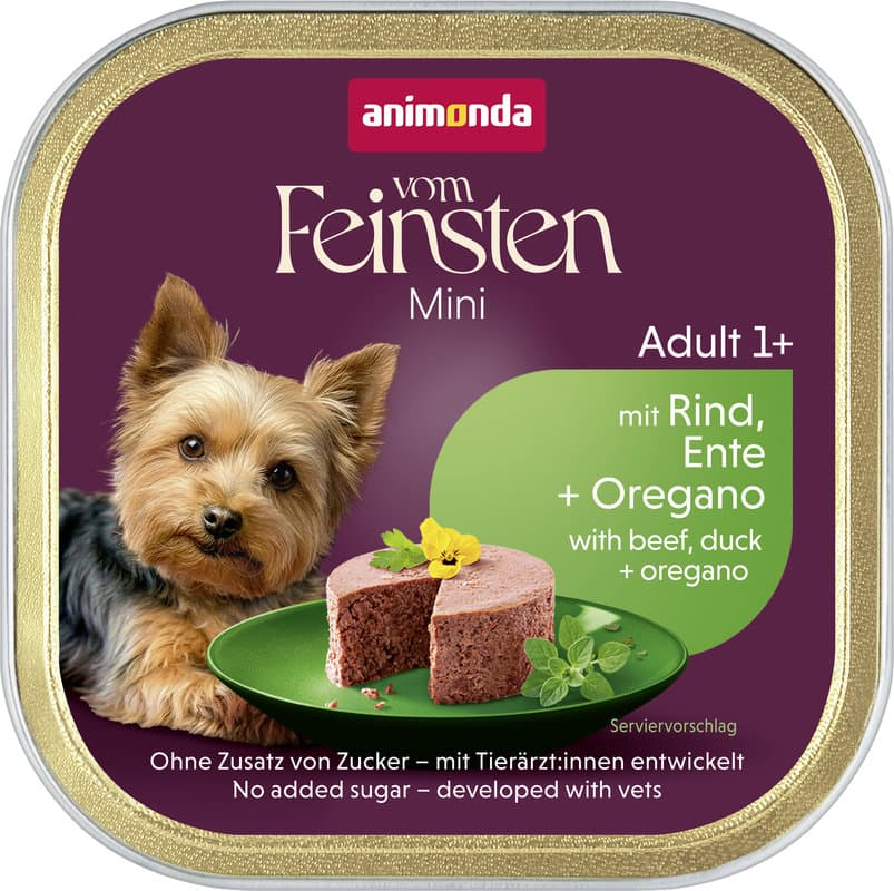 ANIMONDA Hundenassfutter vom Feinsten Mini Adult mit Rind, Ente + Oregano