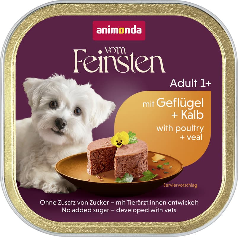 ANIMONDA Hundenassfutter vom Feinsten Adult mit Geflügel + Kalb