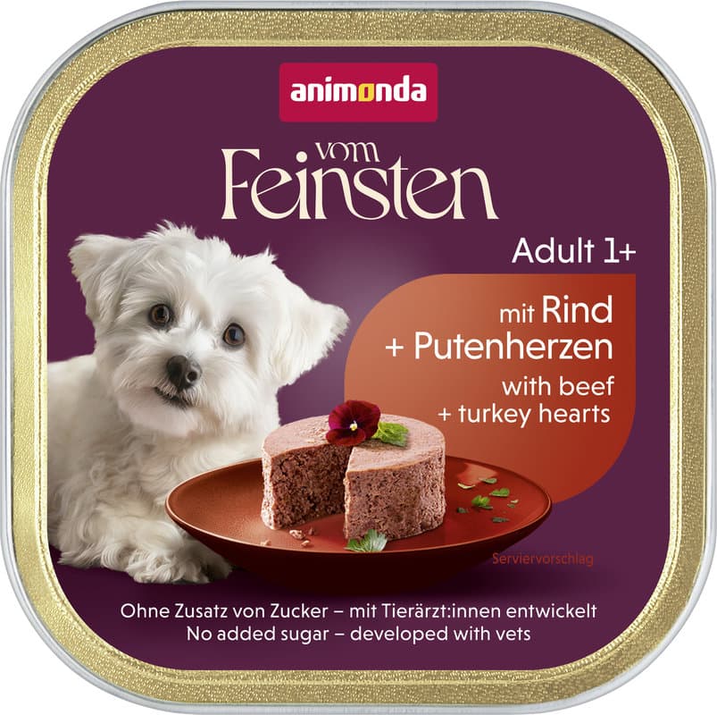 ANIMONDA Hundenassfutter vom Feinsten Adult mit Rind + Putenherzen