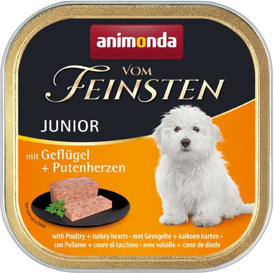 ANIMONDA Hundenassfutter vom Feinsten Junior mit Geflügel + Putenherz