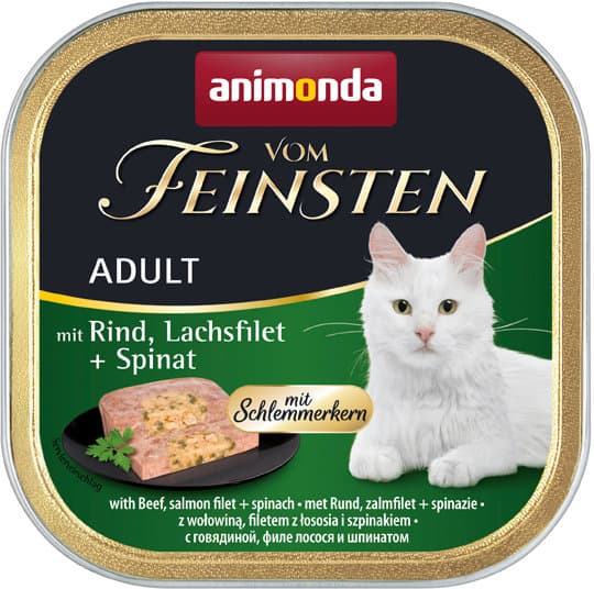 ANIMONDA Katzennassfutter vom Feinsten Schlemmerkern mit Rind, Lachsfilet + Spinat