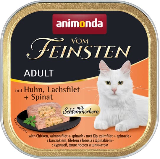 ANIMONDA Katzennassfutter vom Feinsten Schlemmerkern mit Huhn, Lachsfilet + Spinat