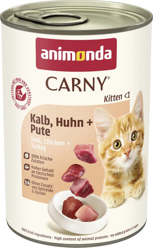 ANIMONDA Katzennassfutter Carny Kitten mit Kalb, Huhn + Pute