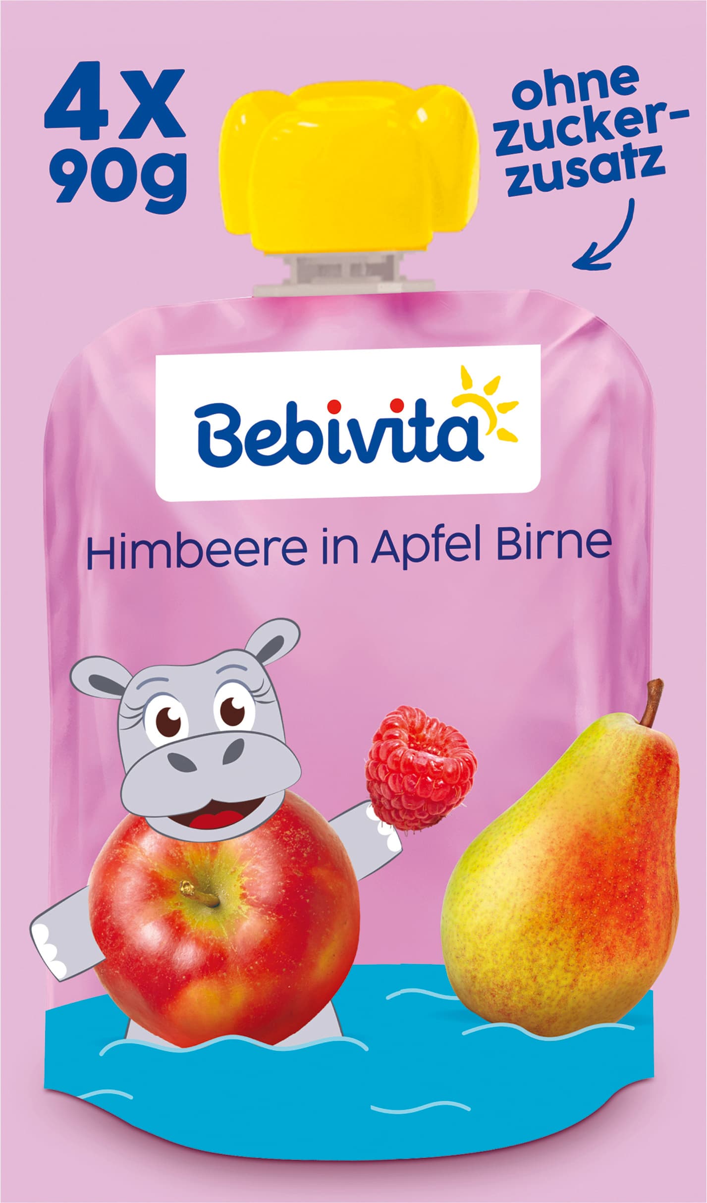 Bebivita Quetschbeutel Frucht Birne-Himbeere in Apfel, 4x90g
