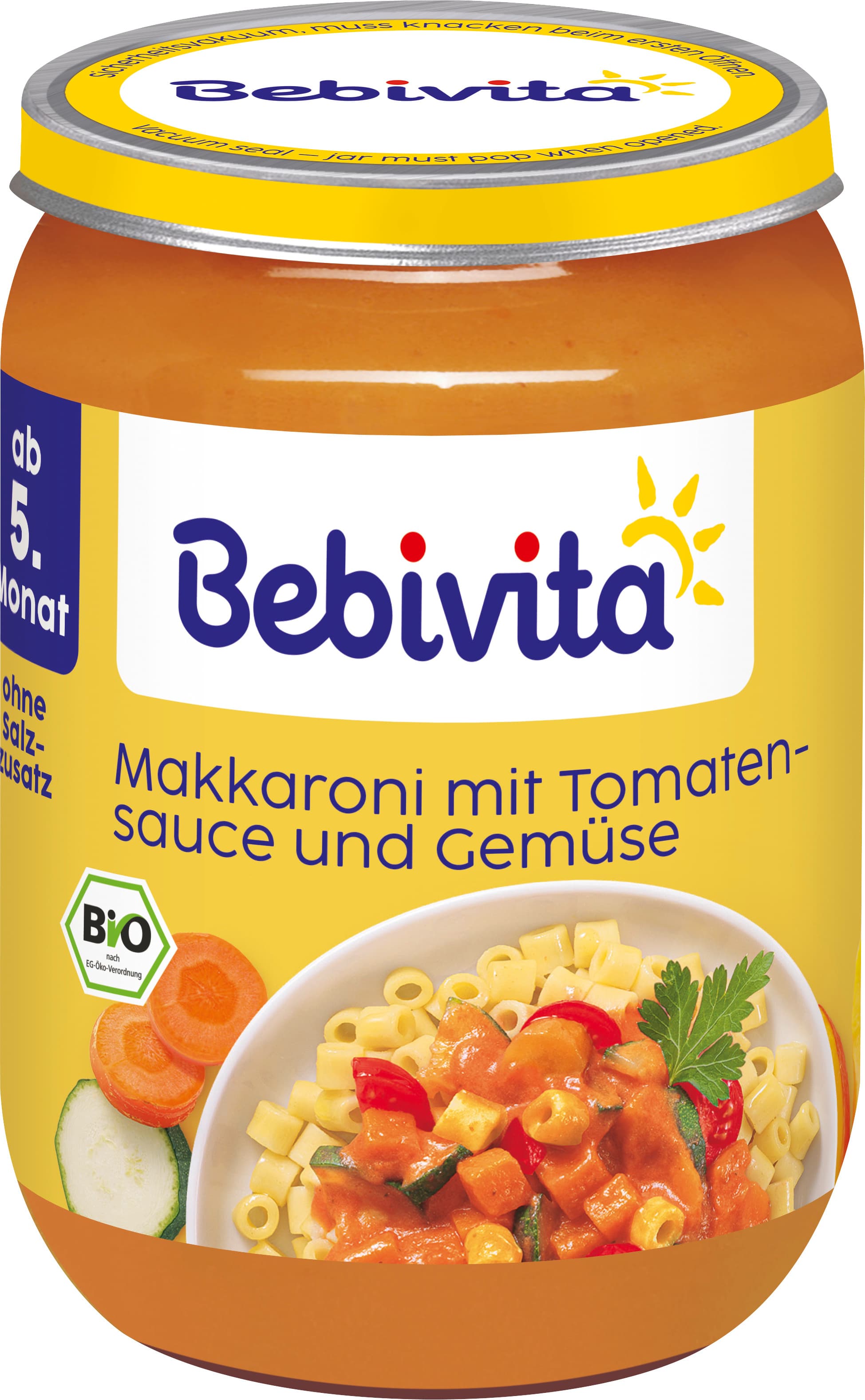 Bebivita Bio Menüs: Makkaroni mit Tomatensauce und Gemüse