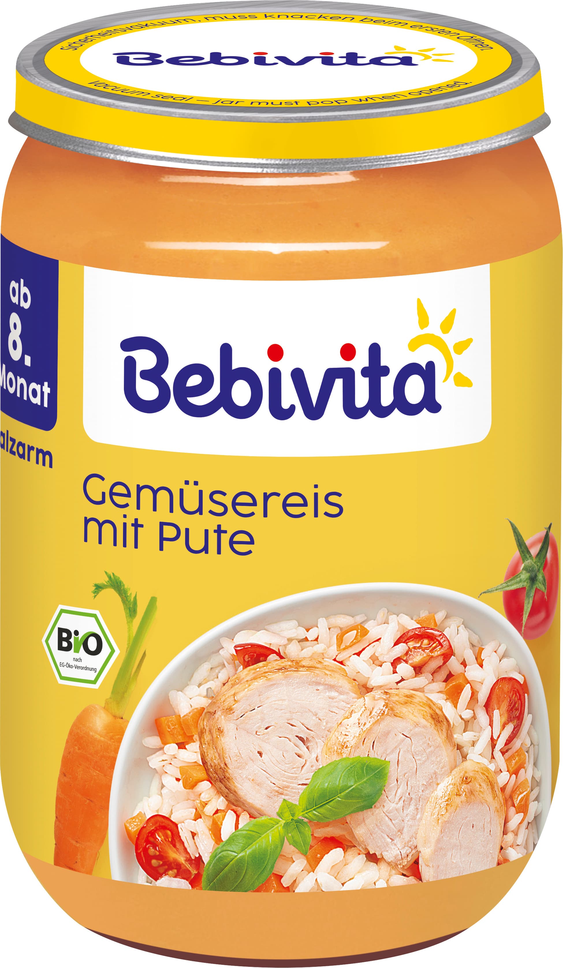 Bebivita Bio Menüs: Gemüse-Reis mit zarter Pute