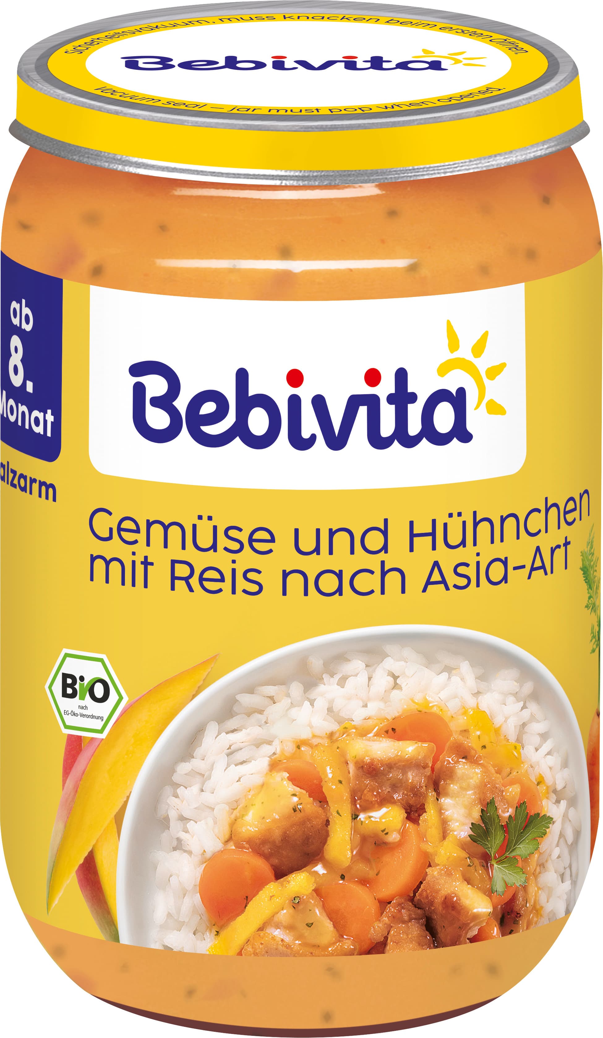 Bebivita Bio Menüs: Gemüse-Reis mit Hühnchen nach asiatischer Art