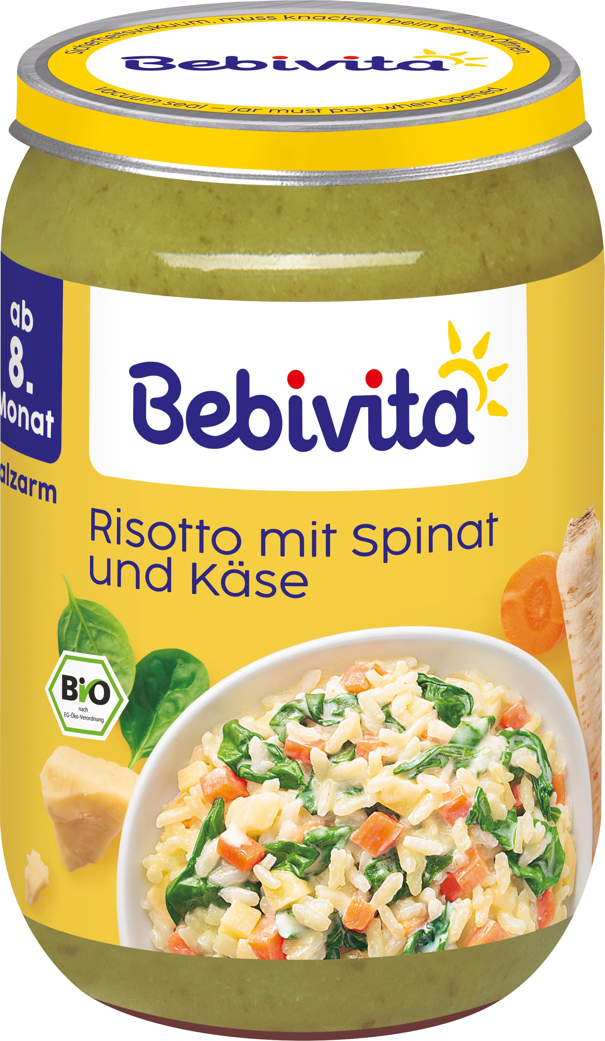 Bebivita Bio Menüs: Risotto mit Käse und Spinat