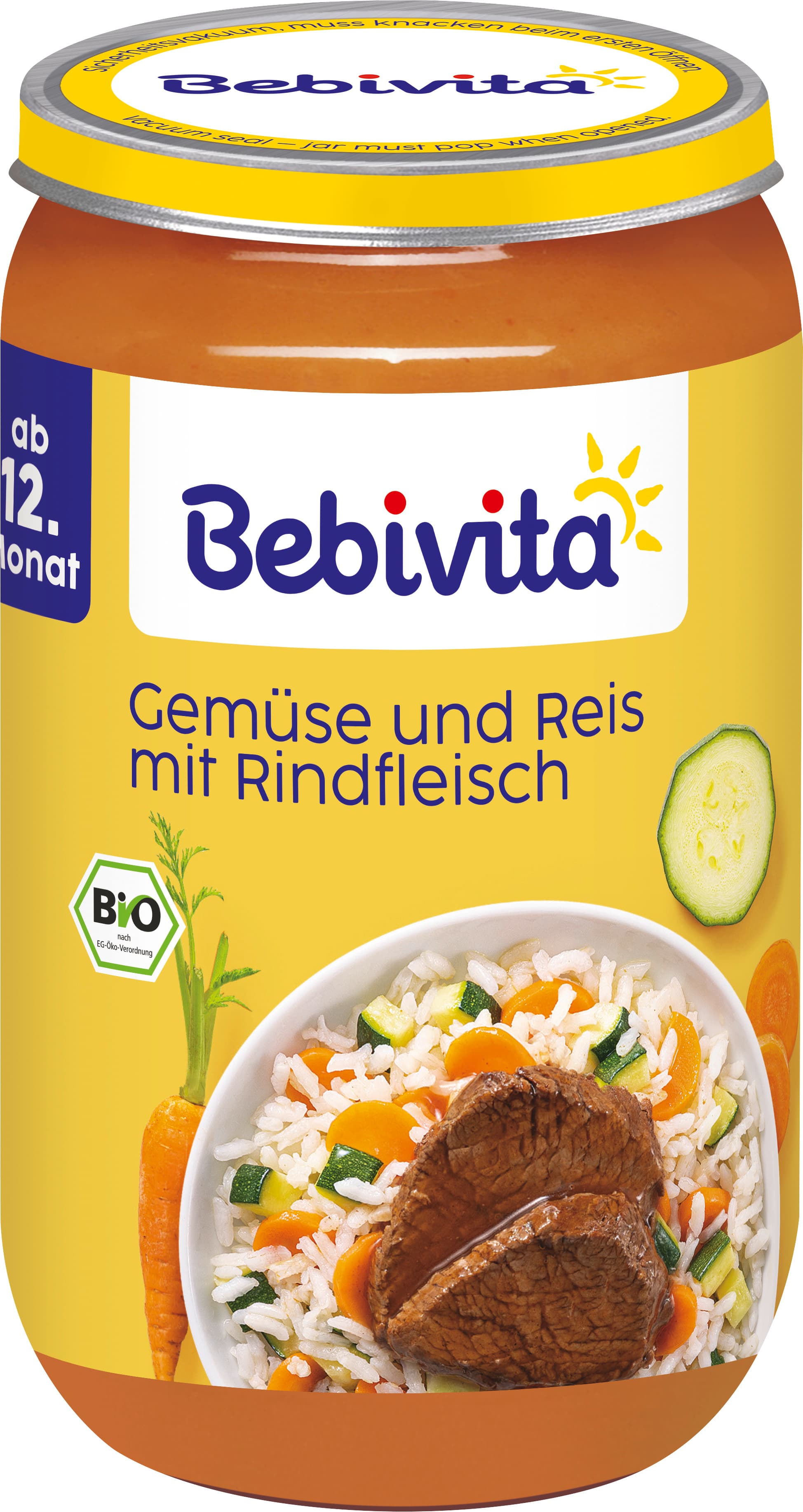 Bebivita Bio Menüs ab dem 12.Monat Gemüse-Reis mit Rindfleisch