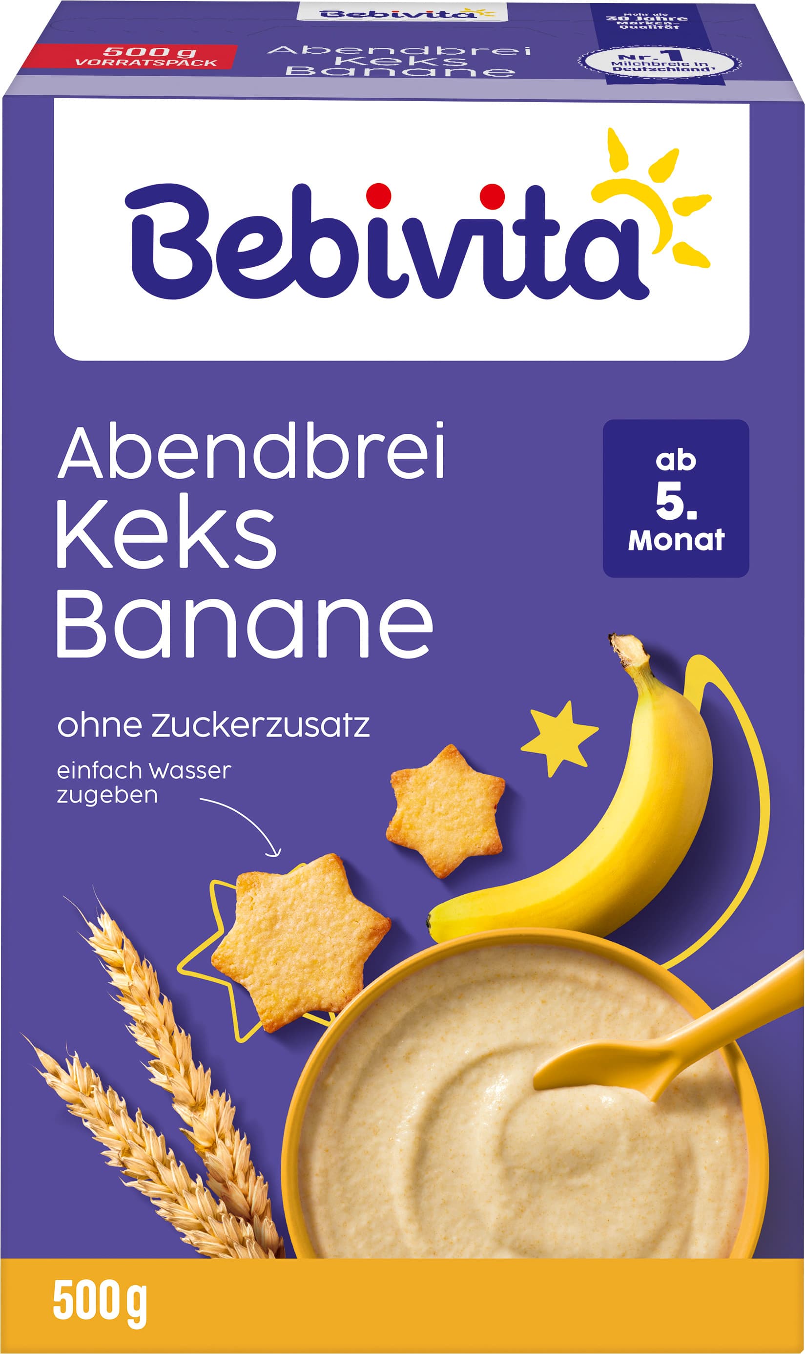 Bebivita Milchbreie ohne Zuckerzusatz Abendbrei Keks-Banane