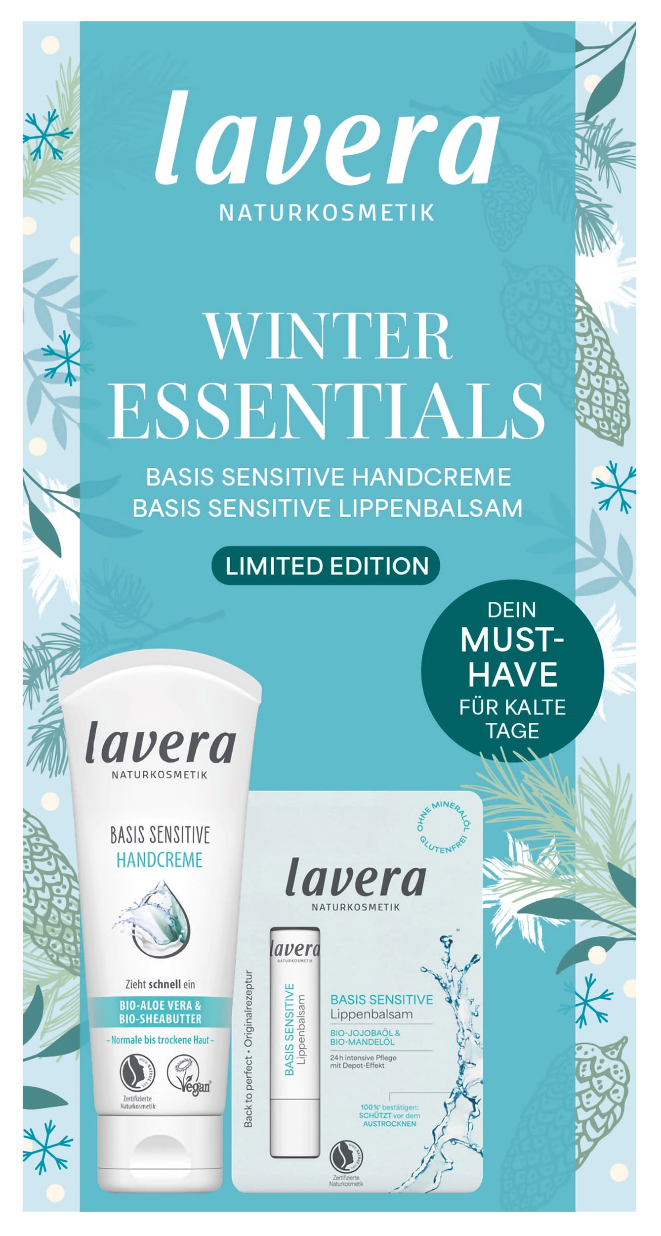 lavera Winter Essentials Handcreme + Lippenbalsam Geschenkpackung