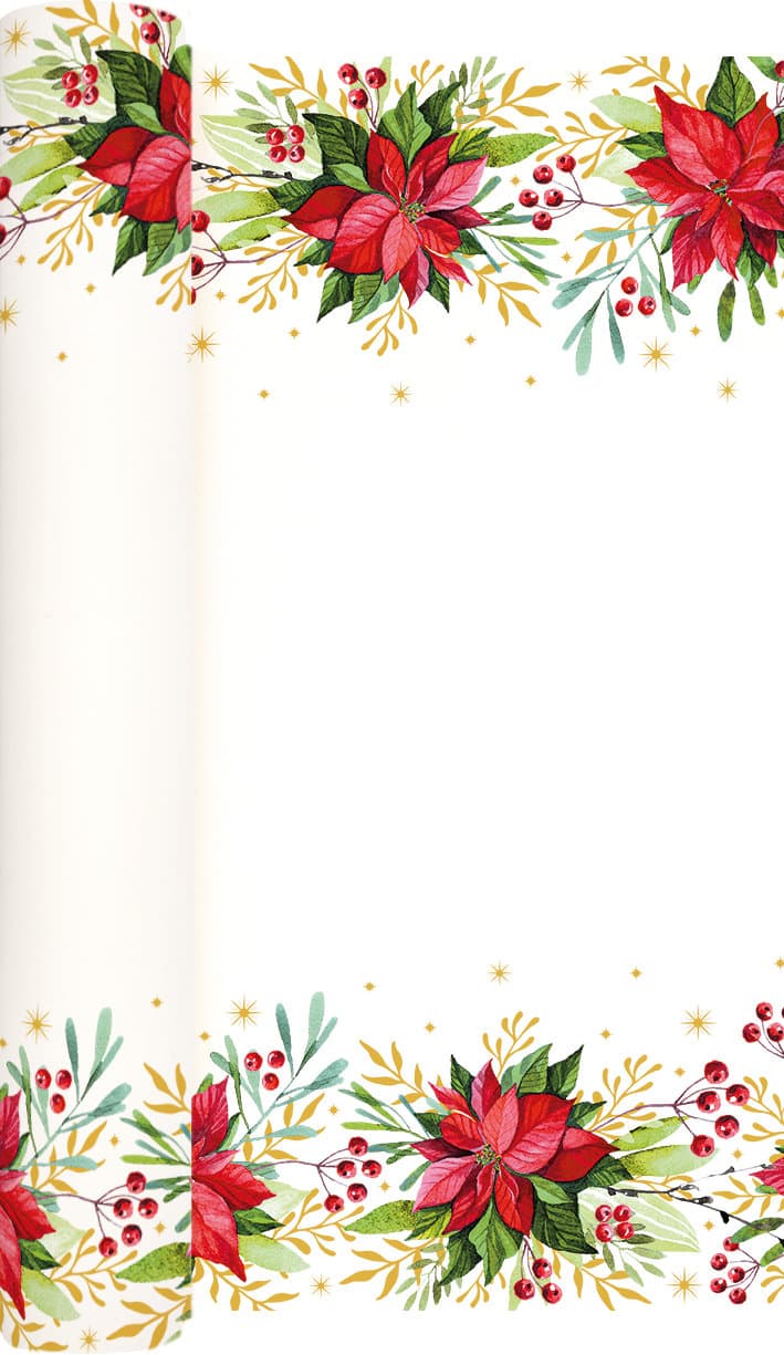 Home-Fashion Tischläufer Poinsettia White 490x40cm