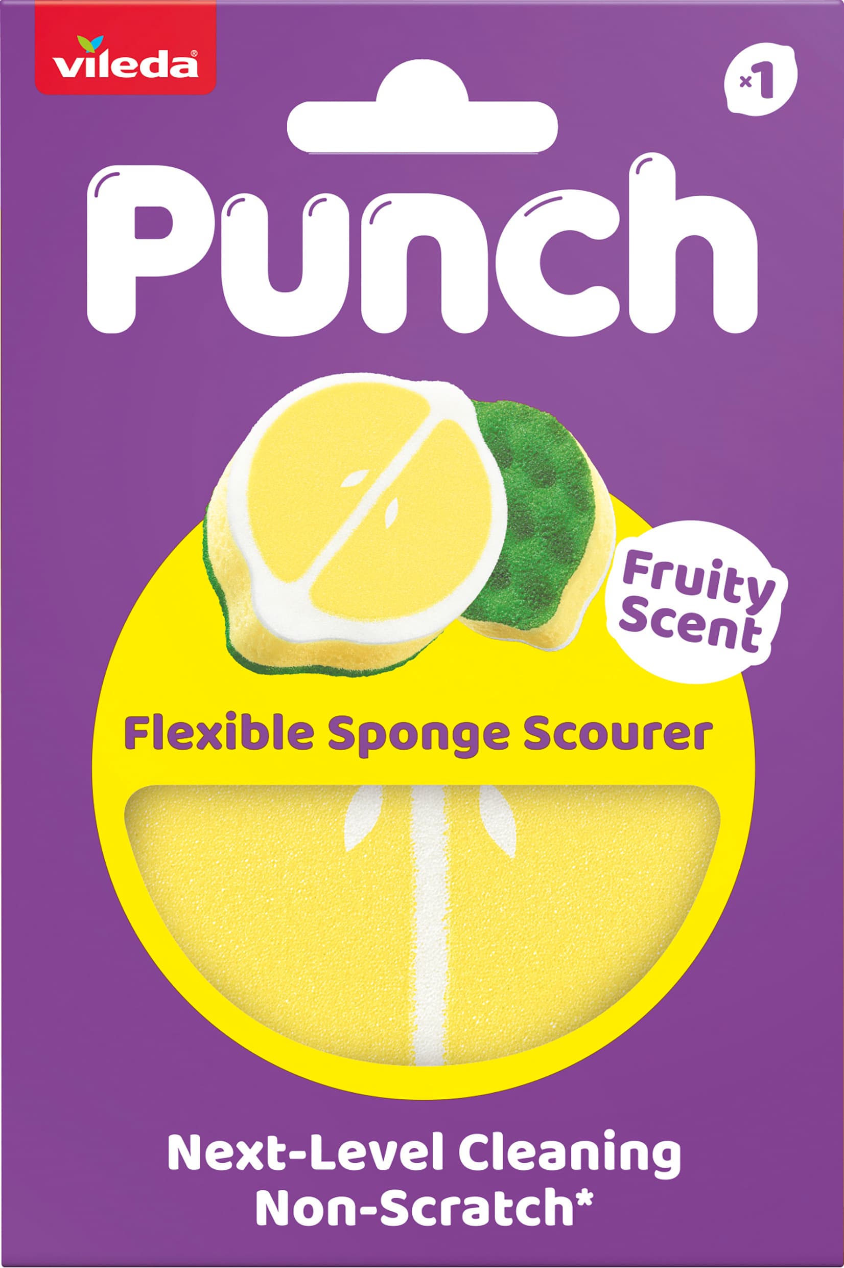 Vileda PUNCH Flexibler Scheuerschwamm Zitrone