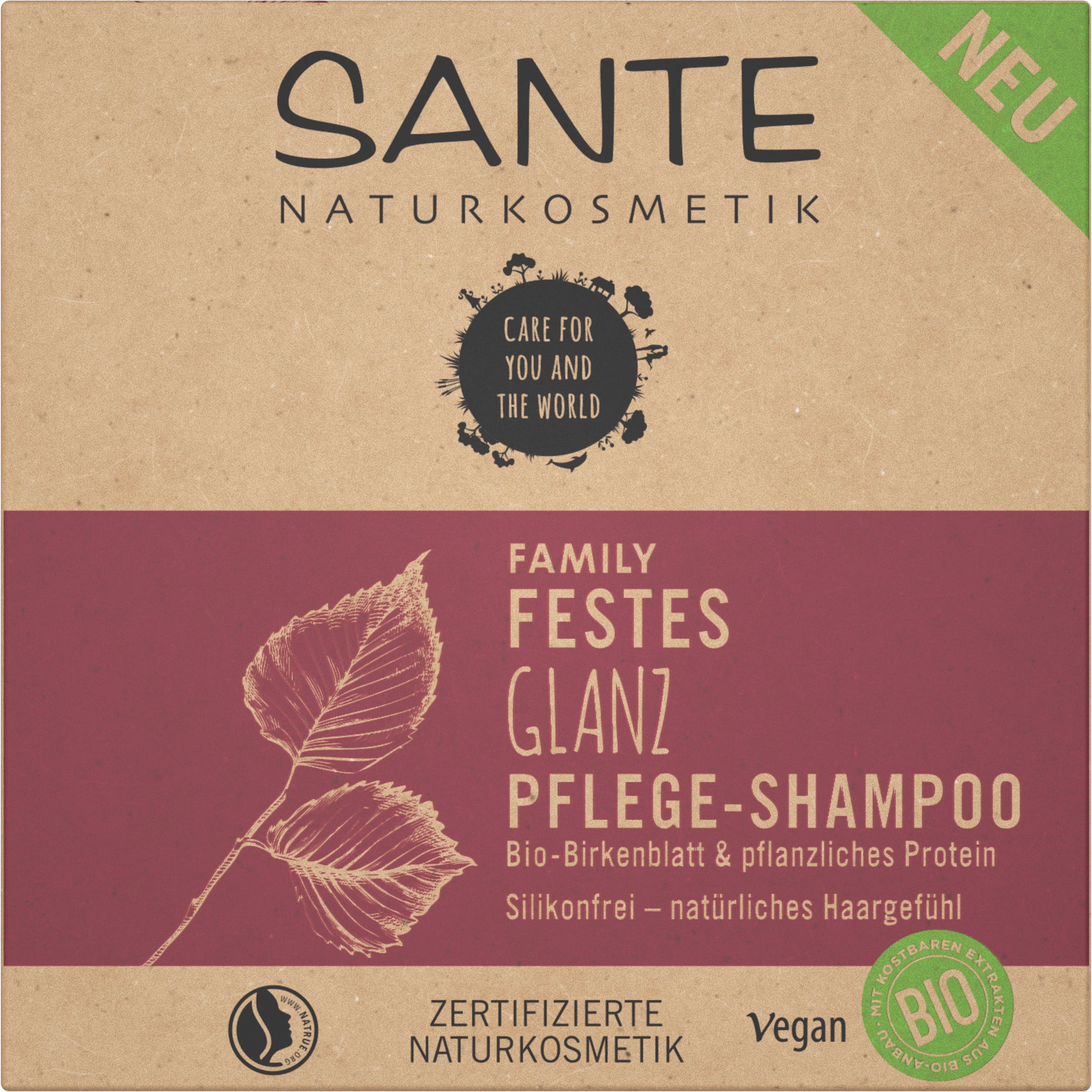 SANTE FAMILY Festes Glanz Pflege-Shampoo Bio-Birkenblatt & pflanzliches Protein