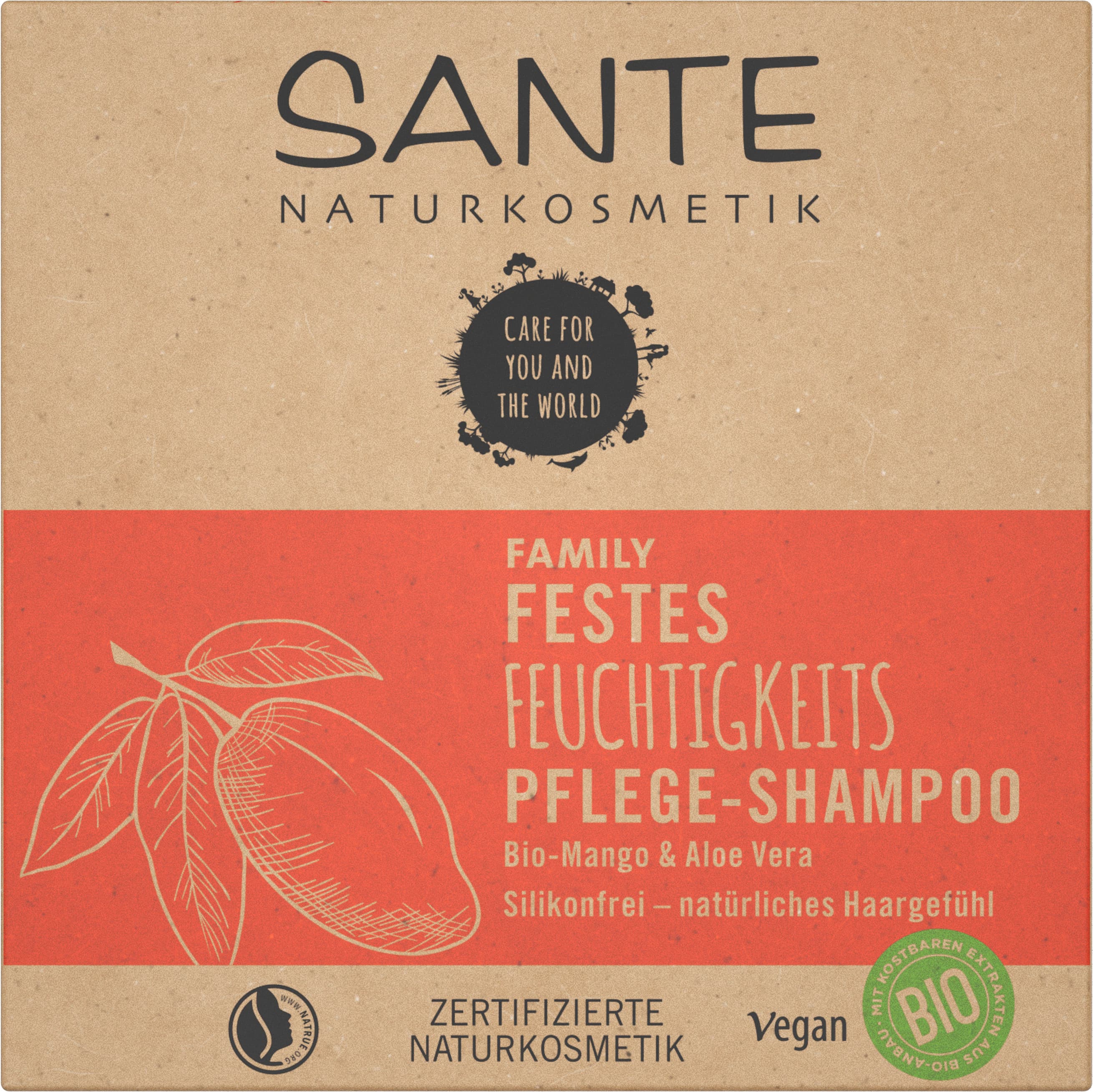SANTE FAMILY Festes Feuchtigkeits Pflege-Shampoo Bio-Mango & Aloe Vera