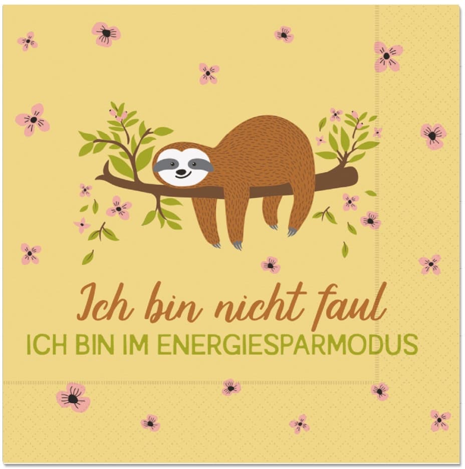 Geschenk für Dich Serviette Faultier 33x33cm