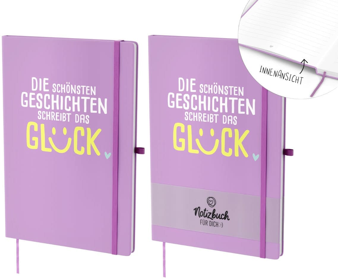 Geschenk für Dich Notizbuch Die schönsten Geschichten schreibt das Glück