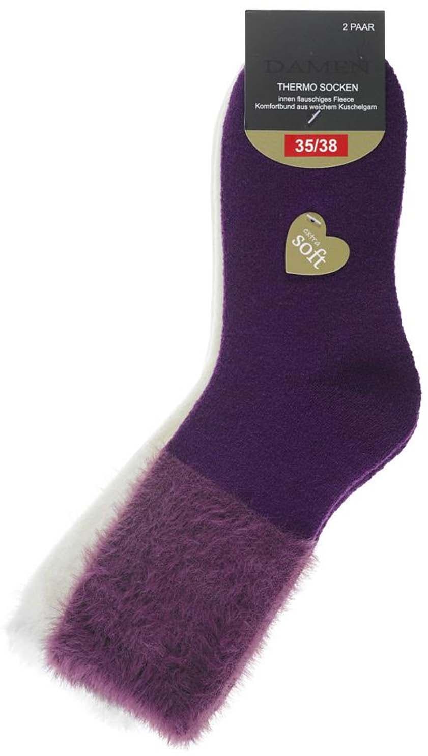 Damen Thermo Socken mit Kuschelbund 2er Pack